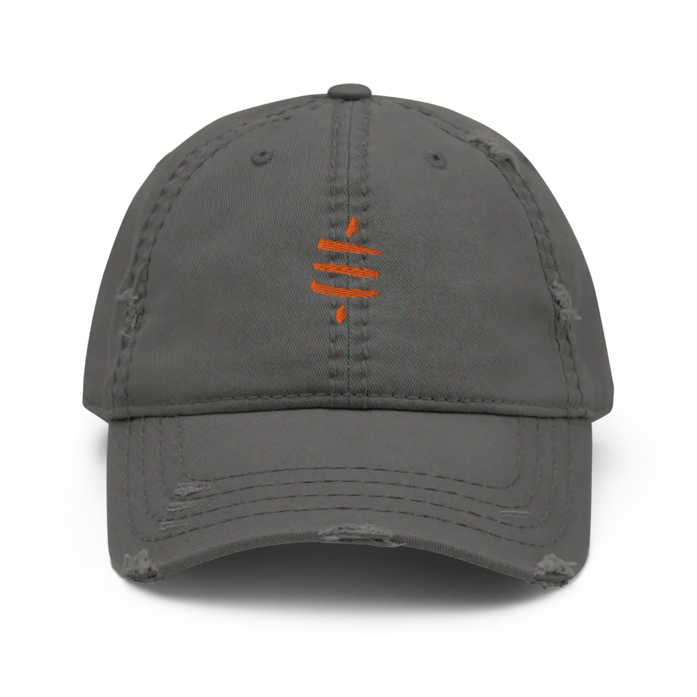 SATS Symbol - Orange Embroidered - Distressed Bitcoin Dad Hat Store of Value