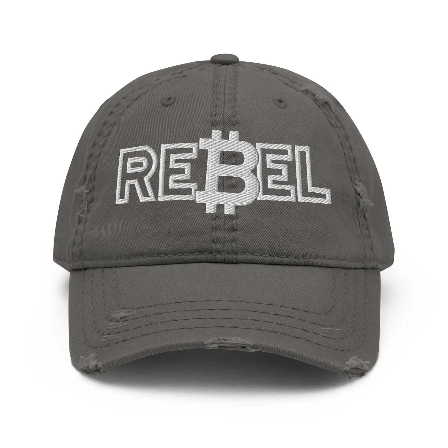 Rebel - Distressed Hat - White Embroidery Store of Value