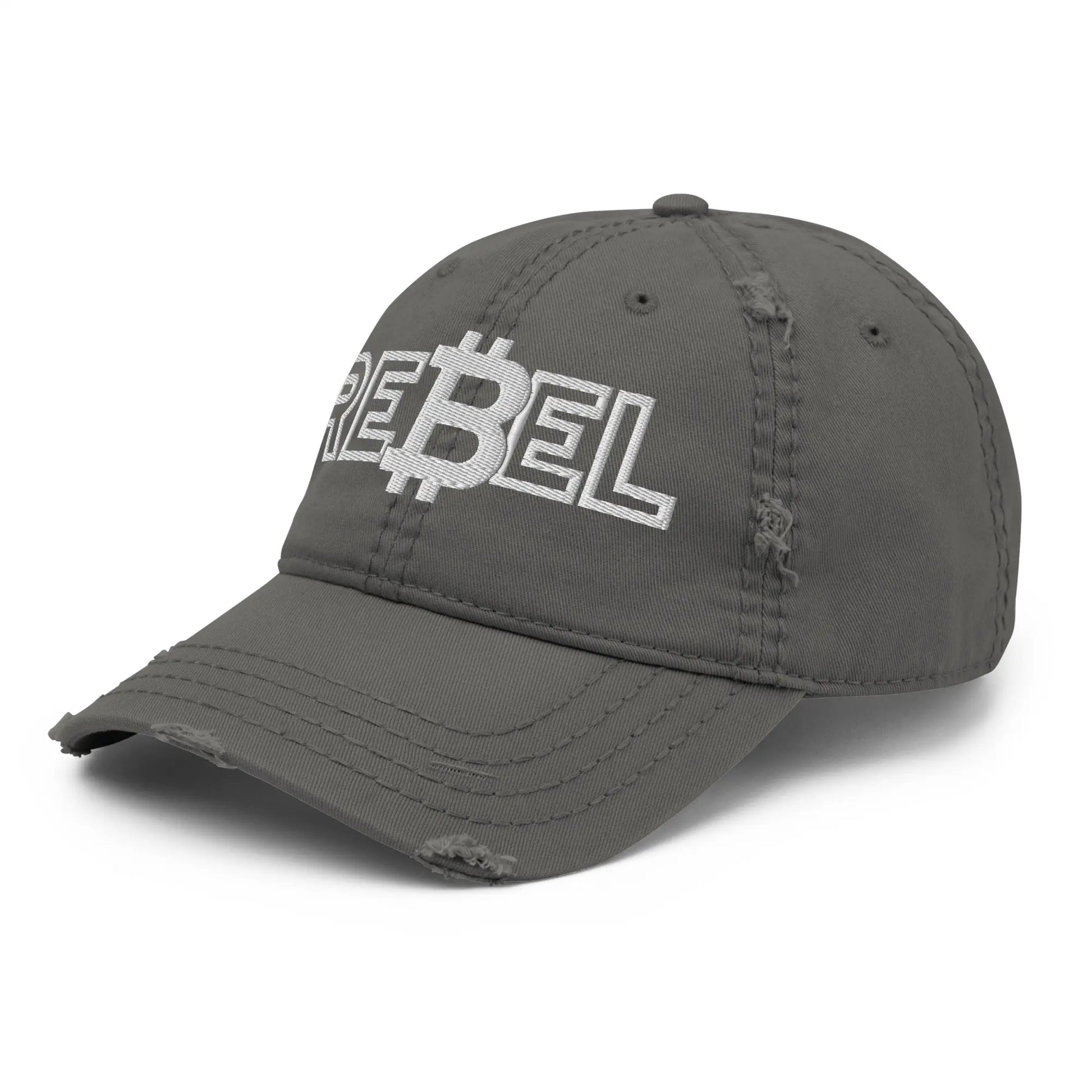 Rebel - Distressed Hat - White Embroidery Store of Value