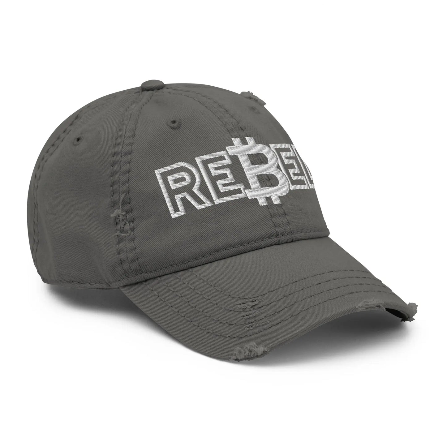 Rebel - Distressed Hat - White Embroidery Store of Value