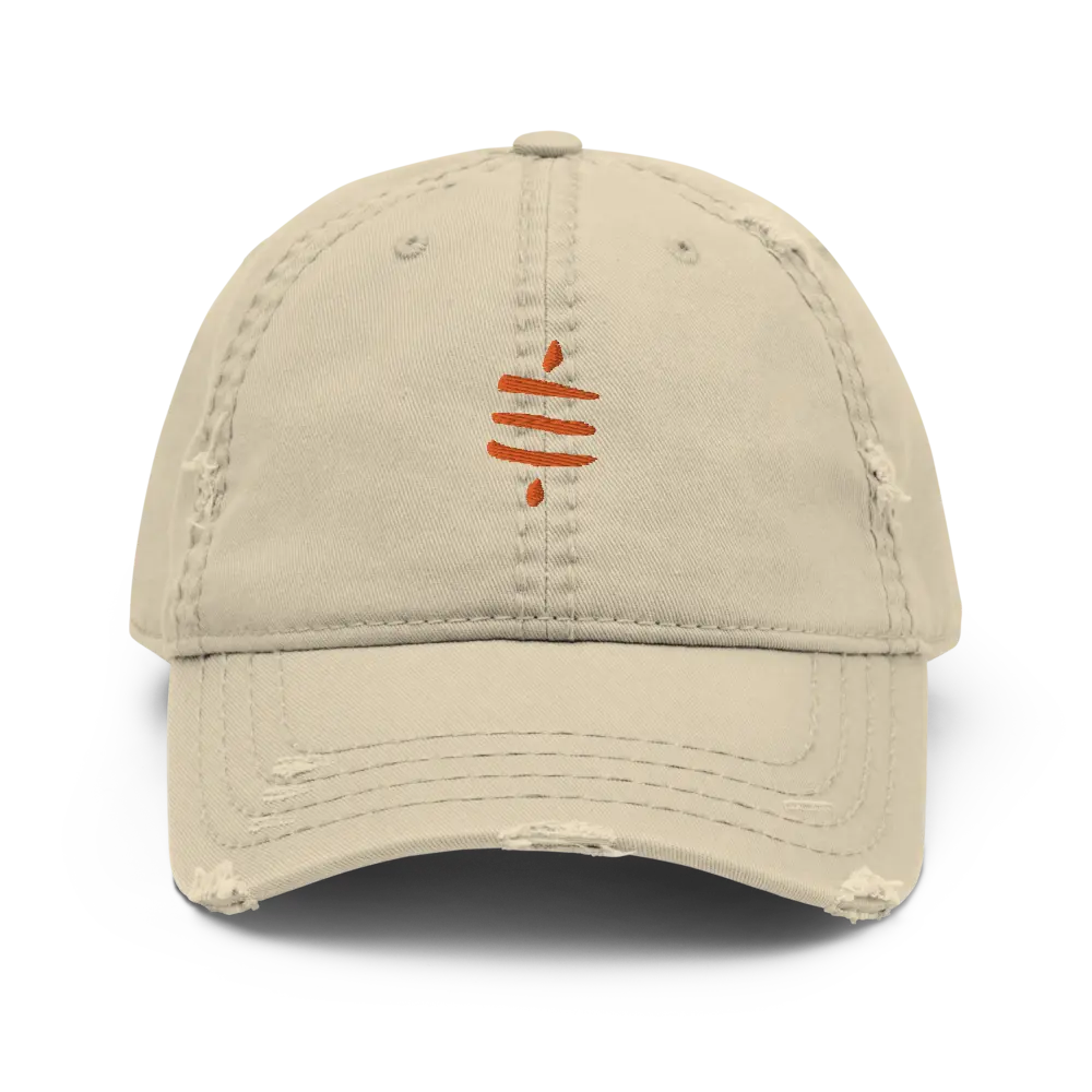 SATS Symbol - Orange Embroidered - Distressed Bitcoin Dad Hat Store of Value