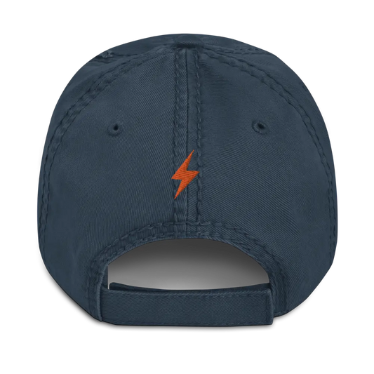 SATS Symbol Front & Lightning Symbol Back - Orange Embroidered - Distressed Bitcoin Hat Store of Value