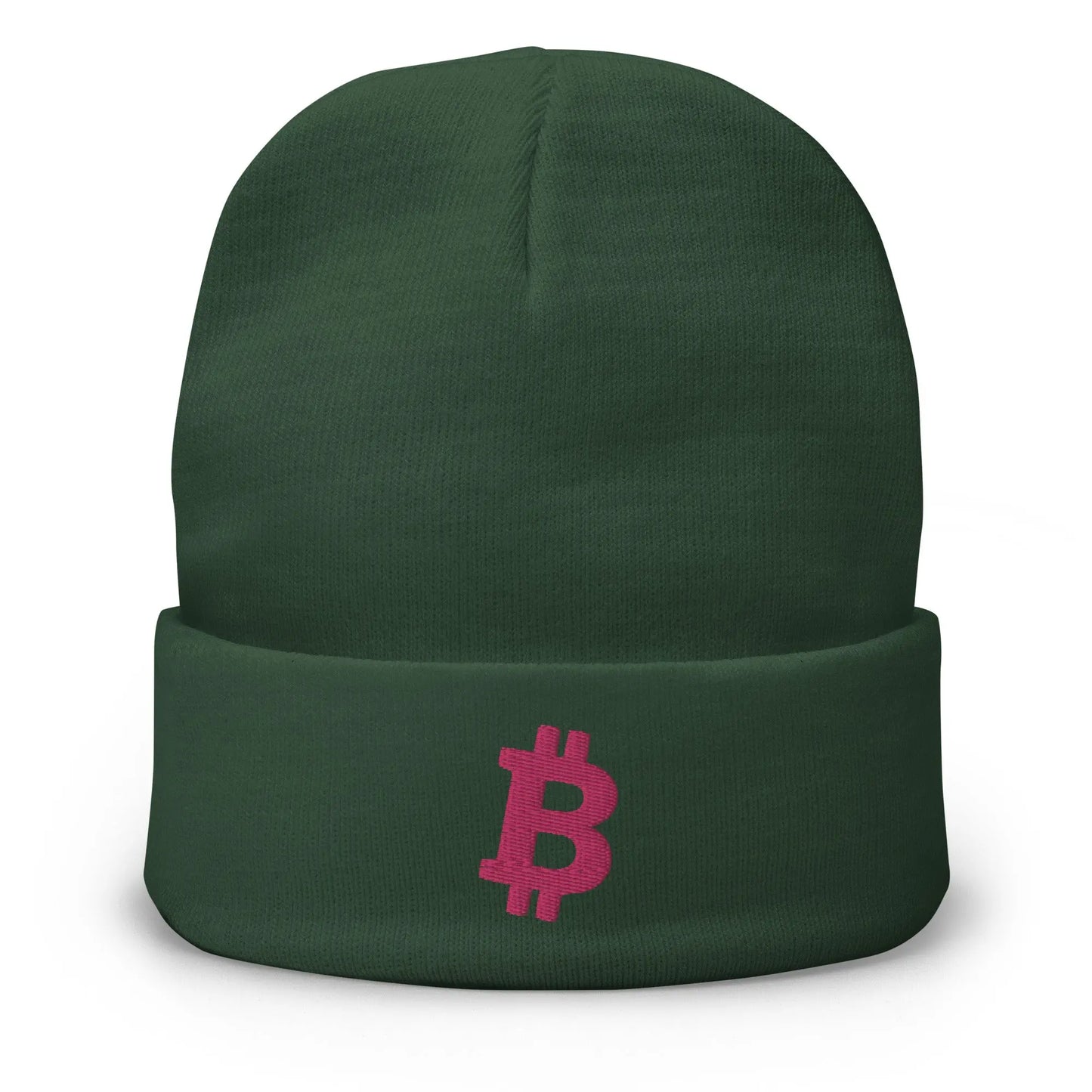 Flamingo Angled Bitcoin Embroidered Beanie Green