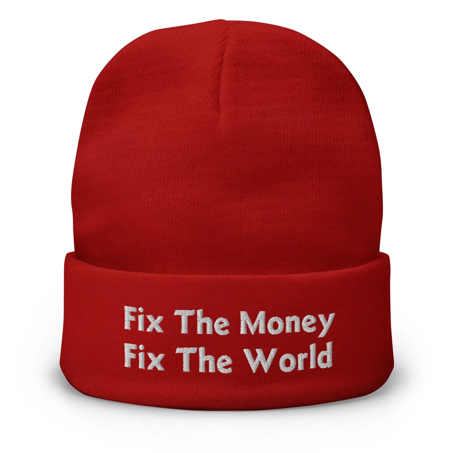 Fix the Money - Fix The World - White Embroidery - Beanie Store of Value