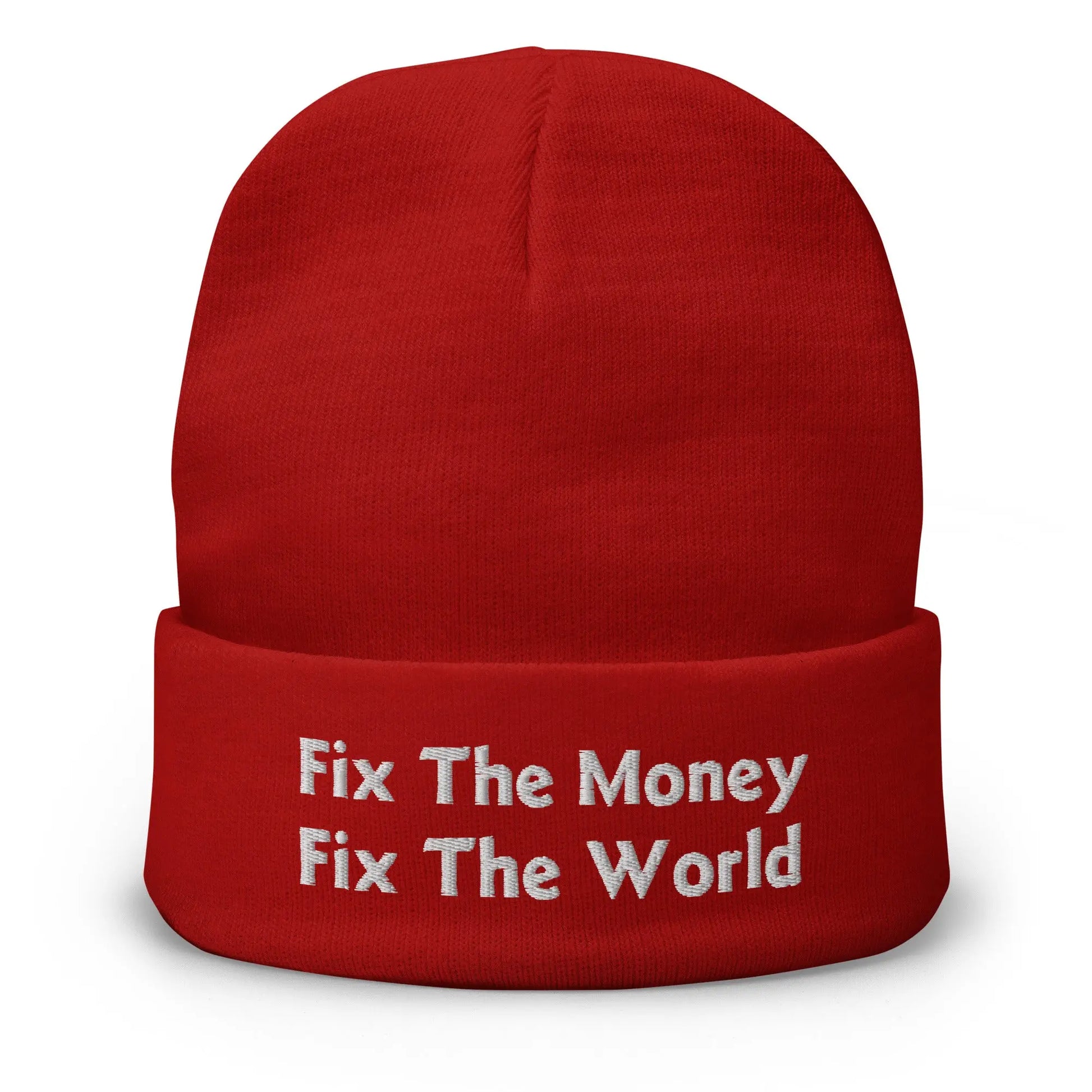 Fix the Money - Fix The World - White Embroidery - Beanie Store of Value