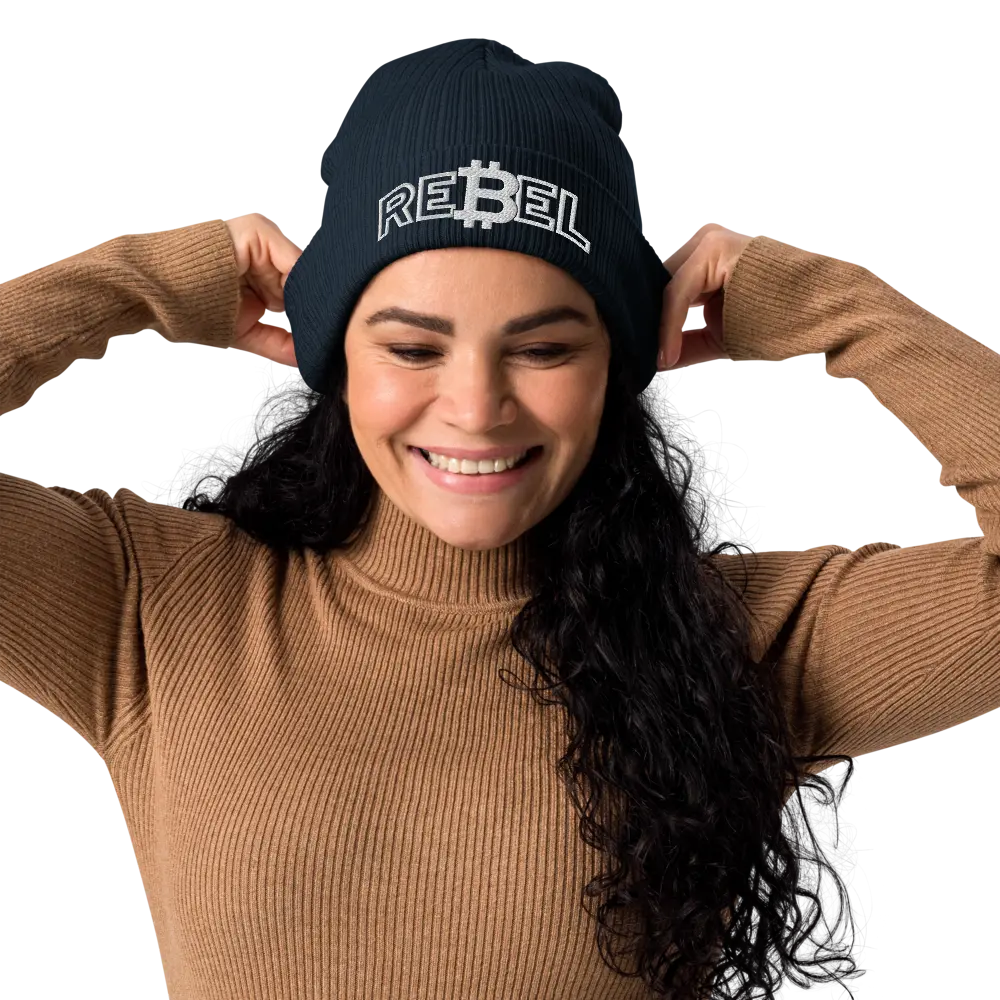 REBEL - Ribbed Beanie - Organic Cotton - Embroidery Store of Value