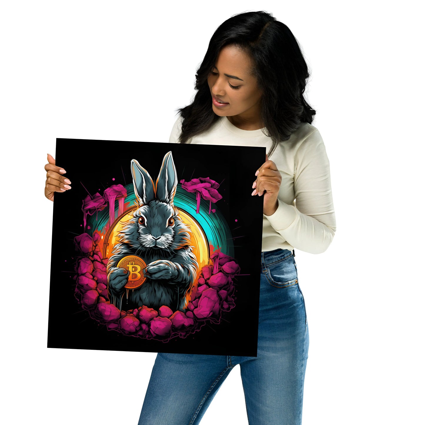 The Bitcoin Rabbit Hole Photo Paper Poster - Black