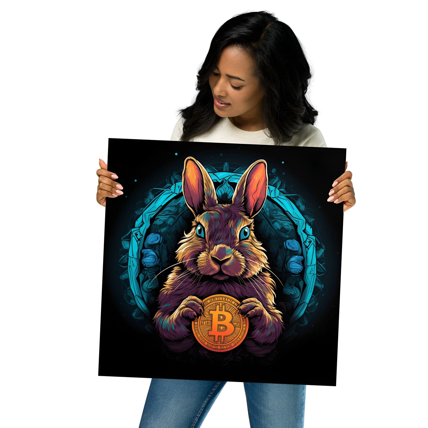 Falling Down The Bitcoin Rabbit Hole - Hodl! Photo Paper Poster - Black