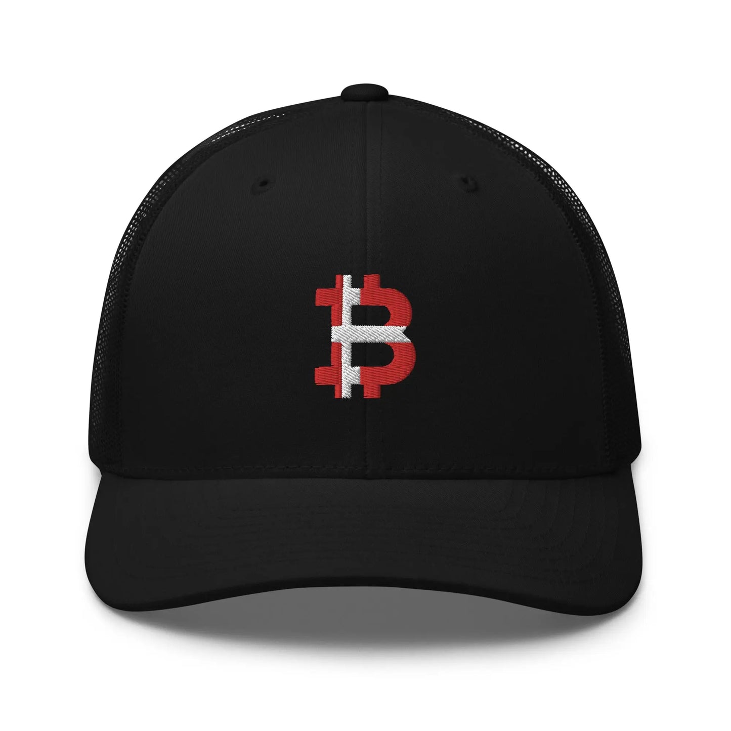 Danish Bitcoin Flag - Retro Trucker Bitcoin Hat - Embroidery Store of Value