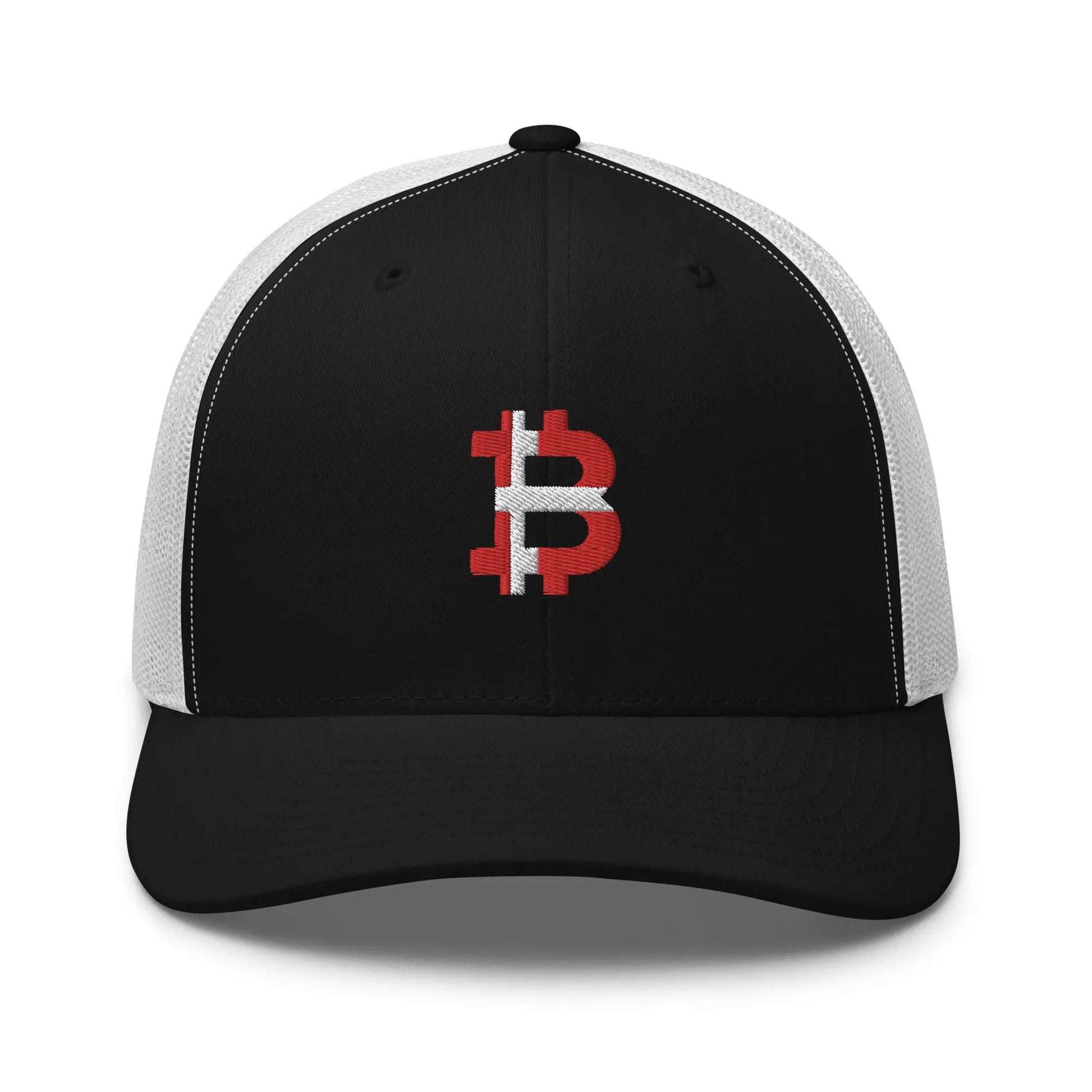 Danish Bitcoin Flag - Retro Trucker Bitcoin Hat - Embroidery Store of Value