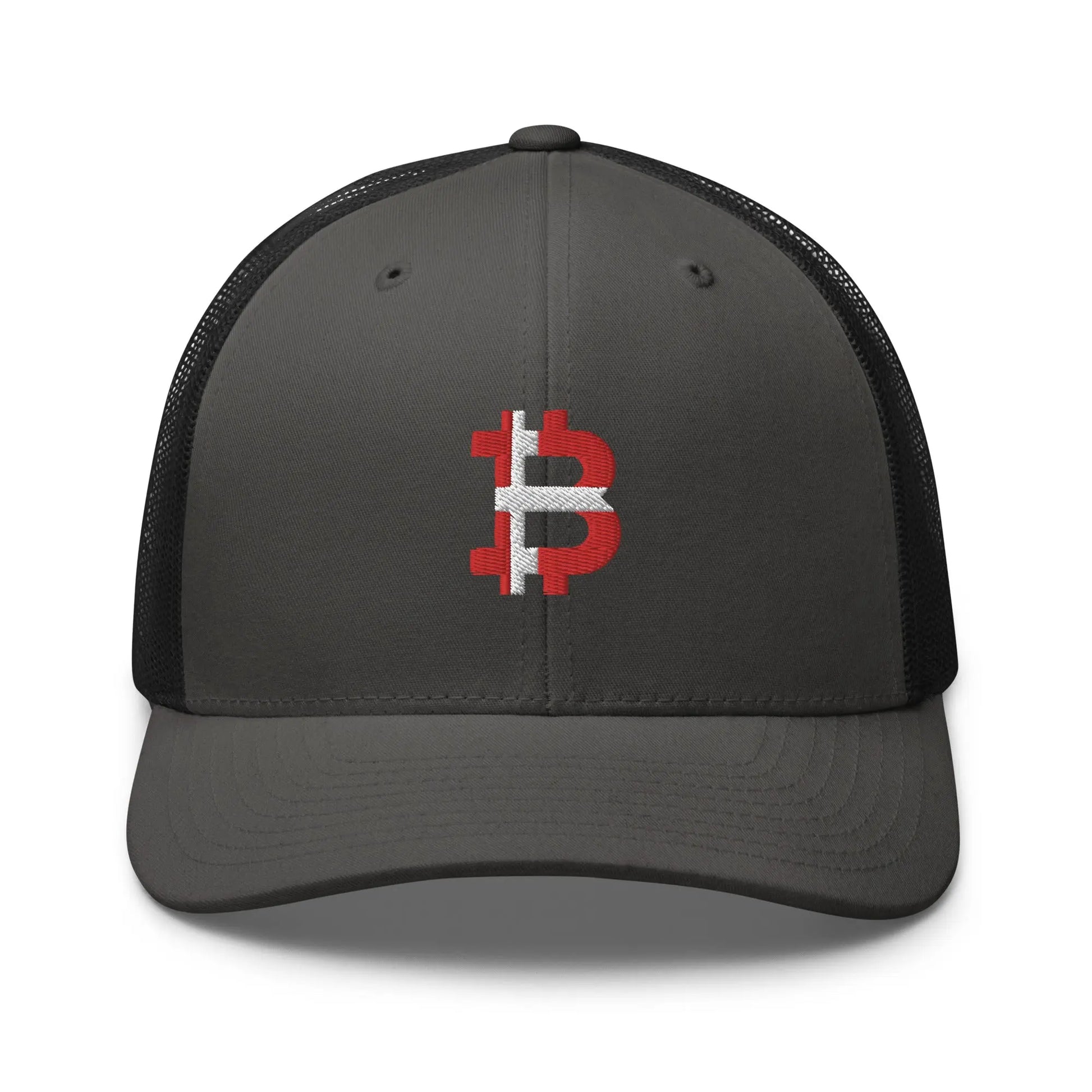 Danish Bitcoin Flag - Retro Trucker Bitcoin Hat - Embroidery Store of Value