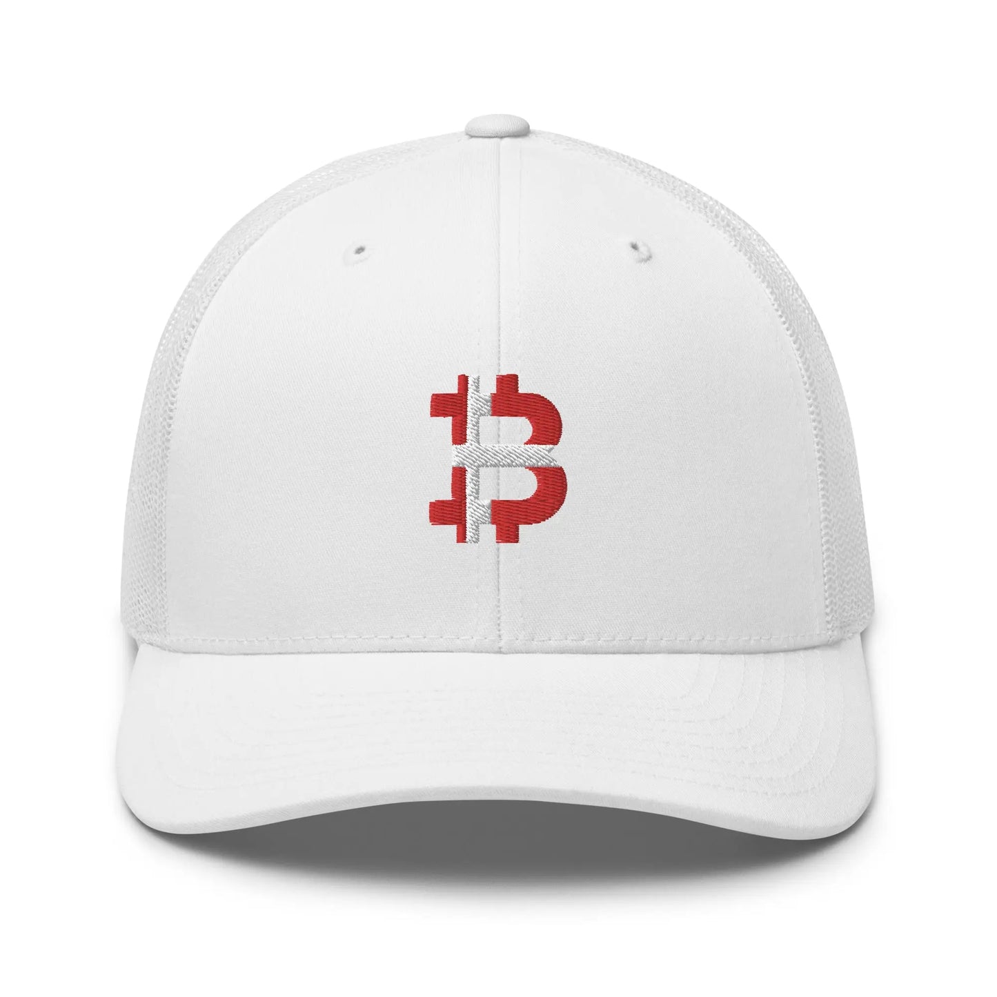 Danish Bitcoin Flag - Retro Trucker Bitcoin Hat - Embroidery Store of Value