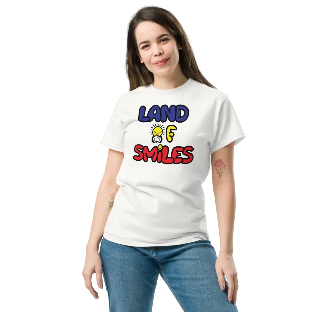 Land of Smiles T-shirt - By BitPopArt - Classic Cotton Tee - Unisex Store of Value