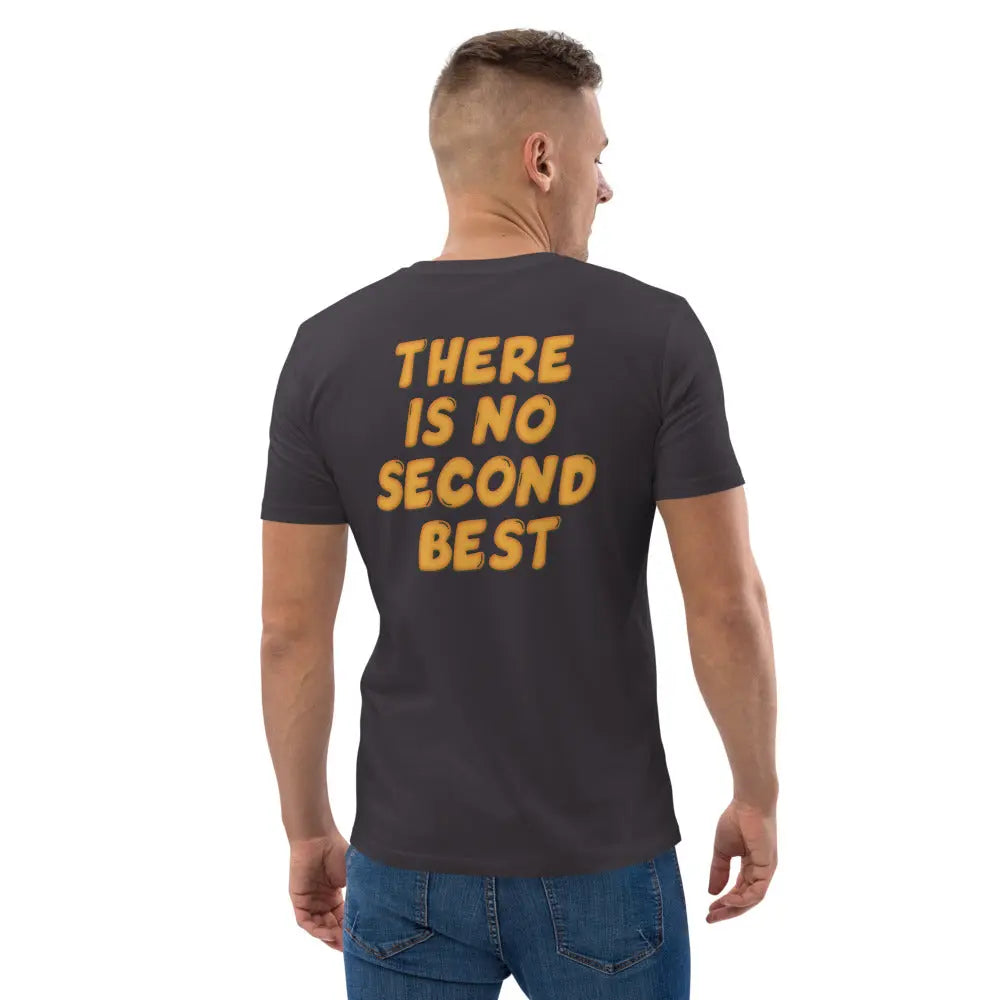 No Second Best - Premium Unisex Organic Cotton Bitcoin T-shirt - Back Print Anthracite Color