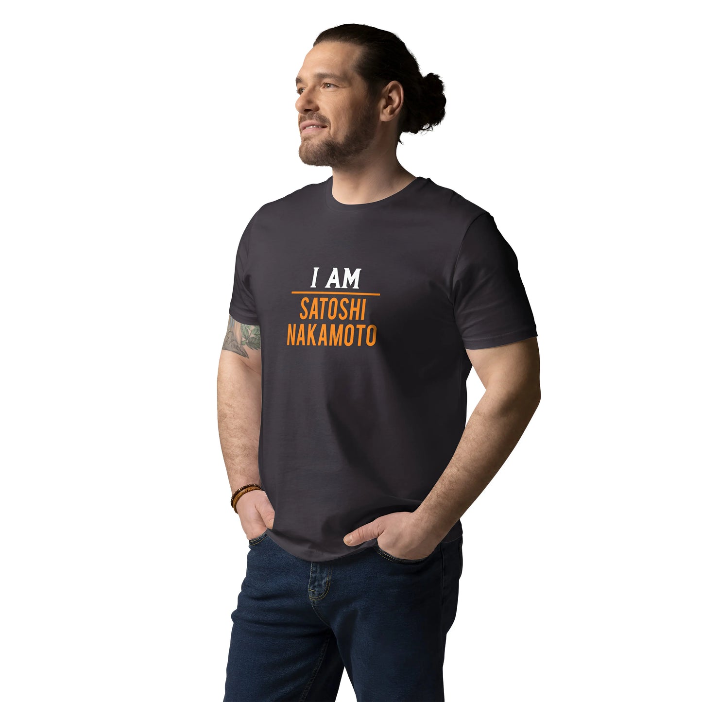 I AM Satoshi Nakamoto - Premium Unisex Organic Cotton Bitcoin T-shirt Anthracite Color