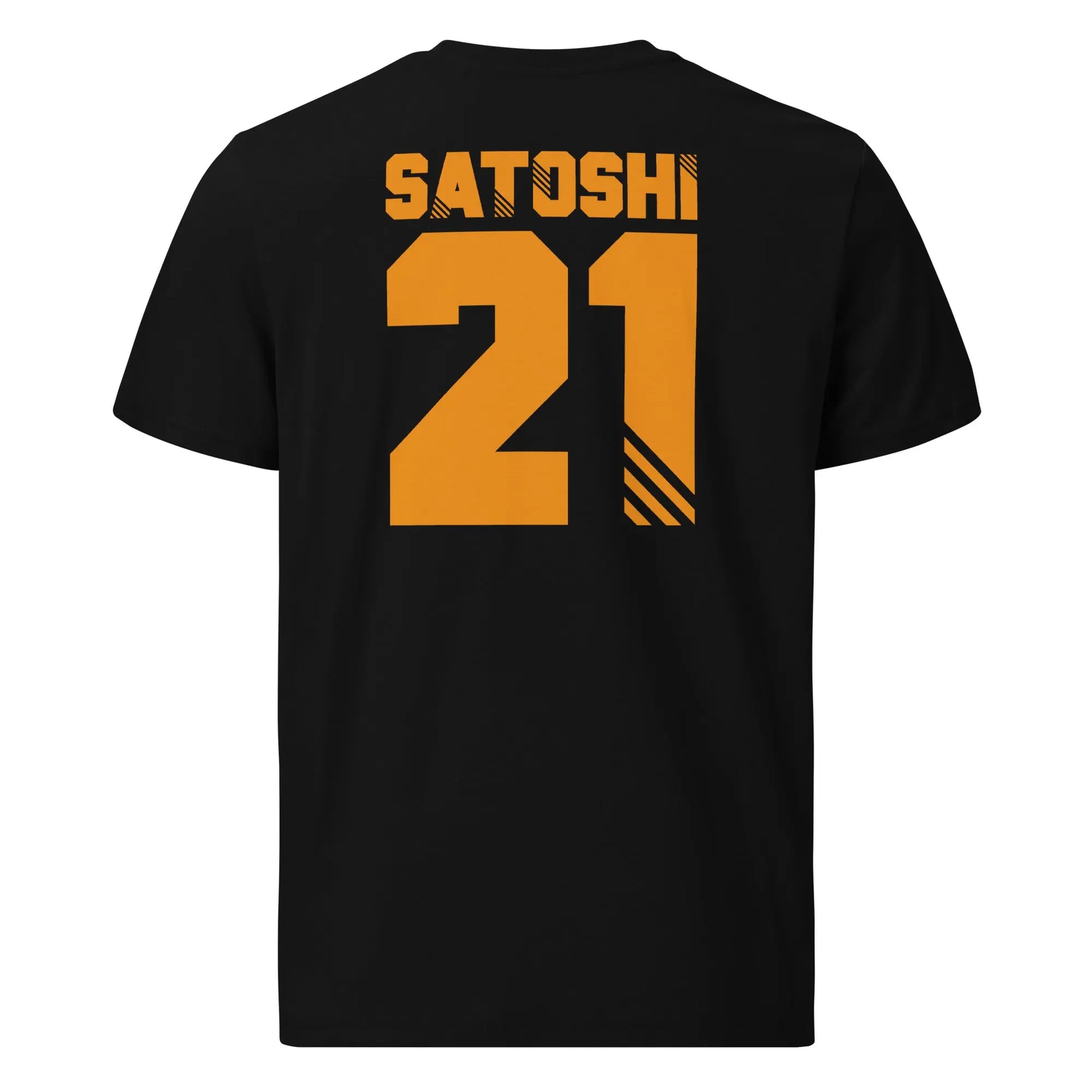 Satoshi 21 - Premium Unisex Organic Cotton Bitcoin T-shirt - Back Print Black Color