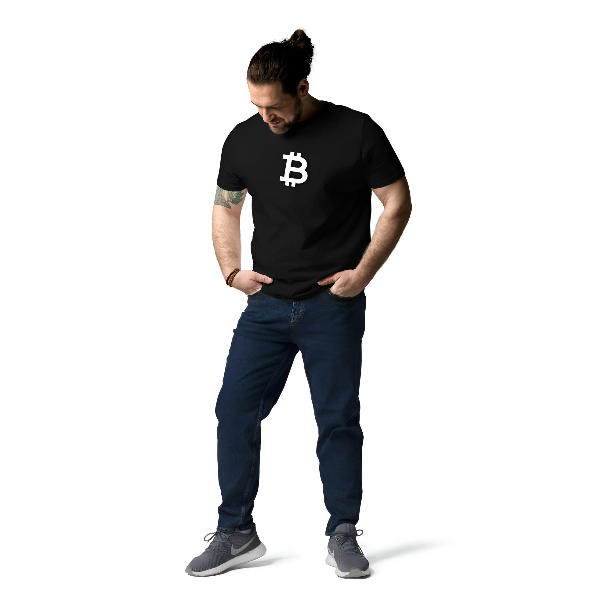 Angled B - Premium Unisex Organic Cotton Bitcoin T-shirt Black