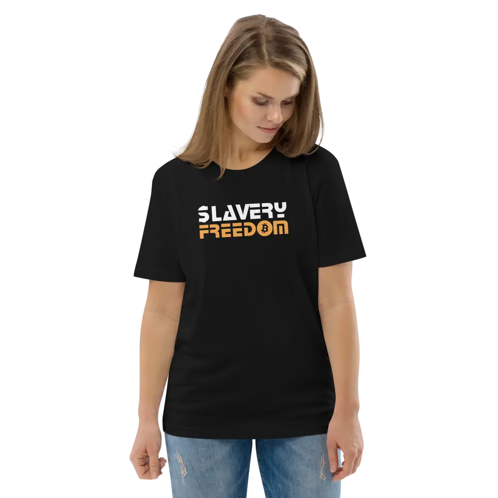 Slavery - Freedom T-shirt - By BitPopArt - Premium Organic Cotton - Unisex - Black Store of Value