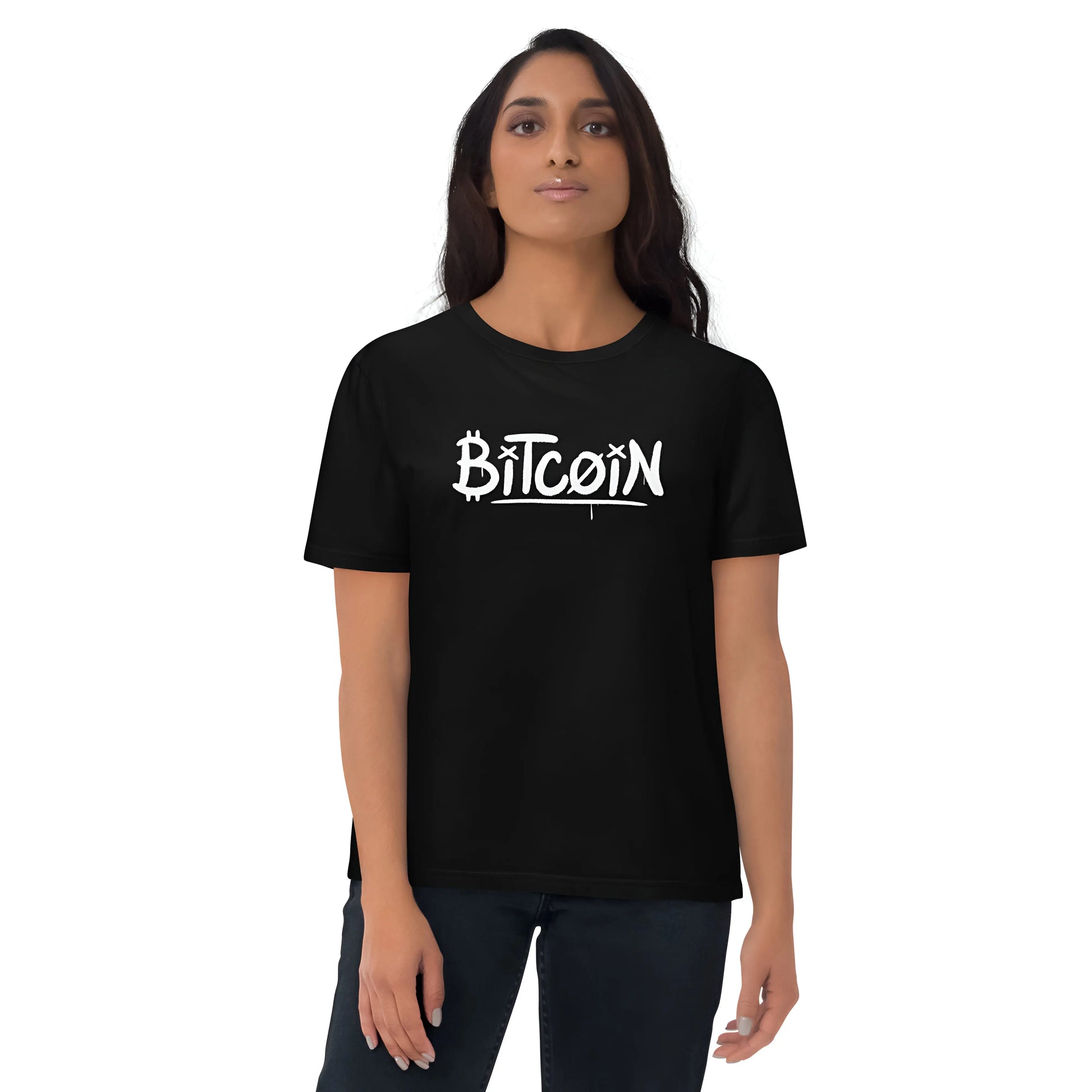 Graffity Street Art - Premium Unisex Organic Cotton Bitcoin T-shirt Black Color