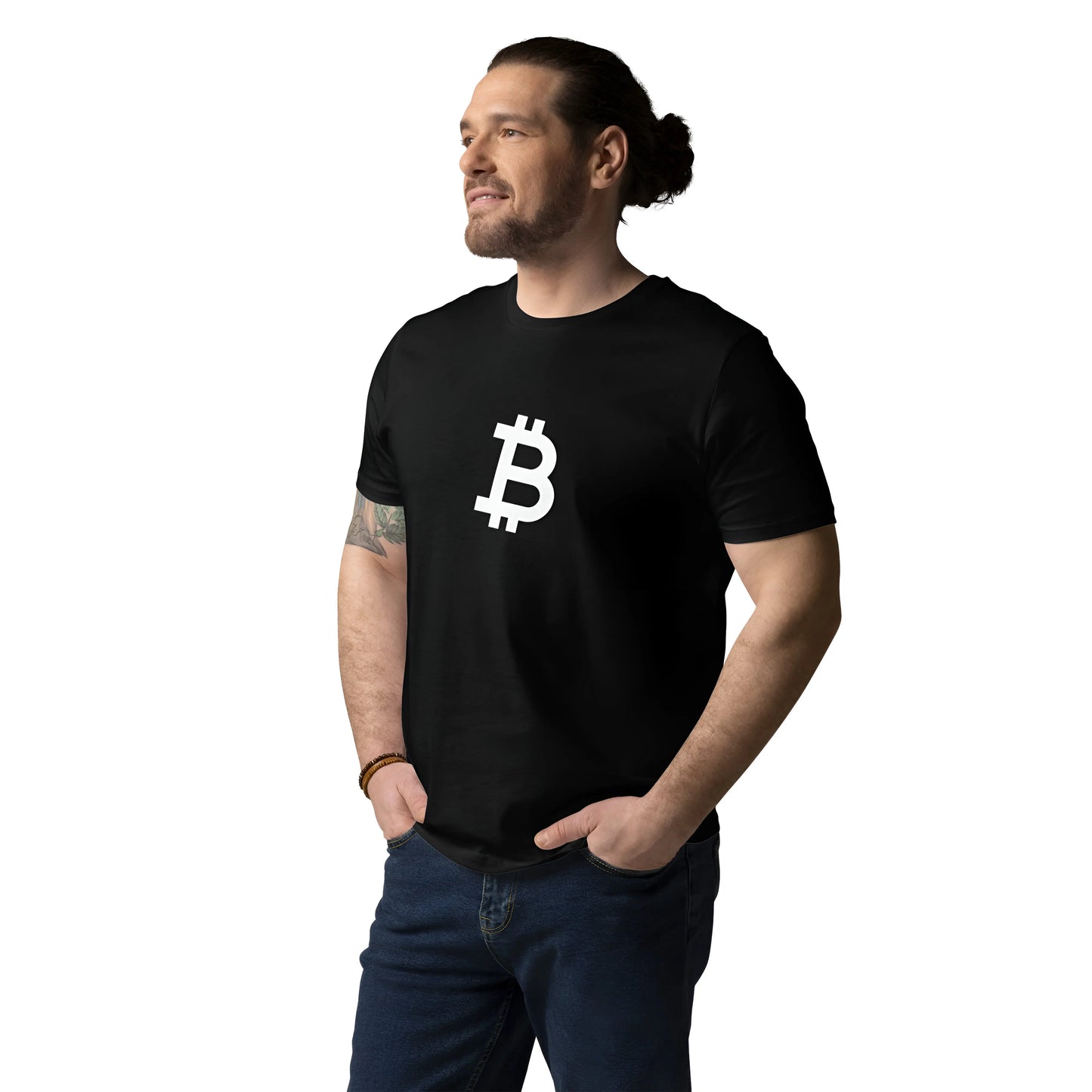 Angled B - Premium Unisex Organic Cotton Bitcoin T-shirt Black