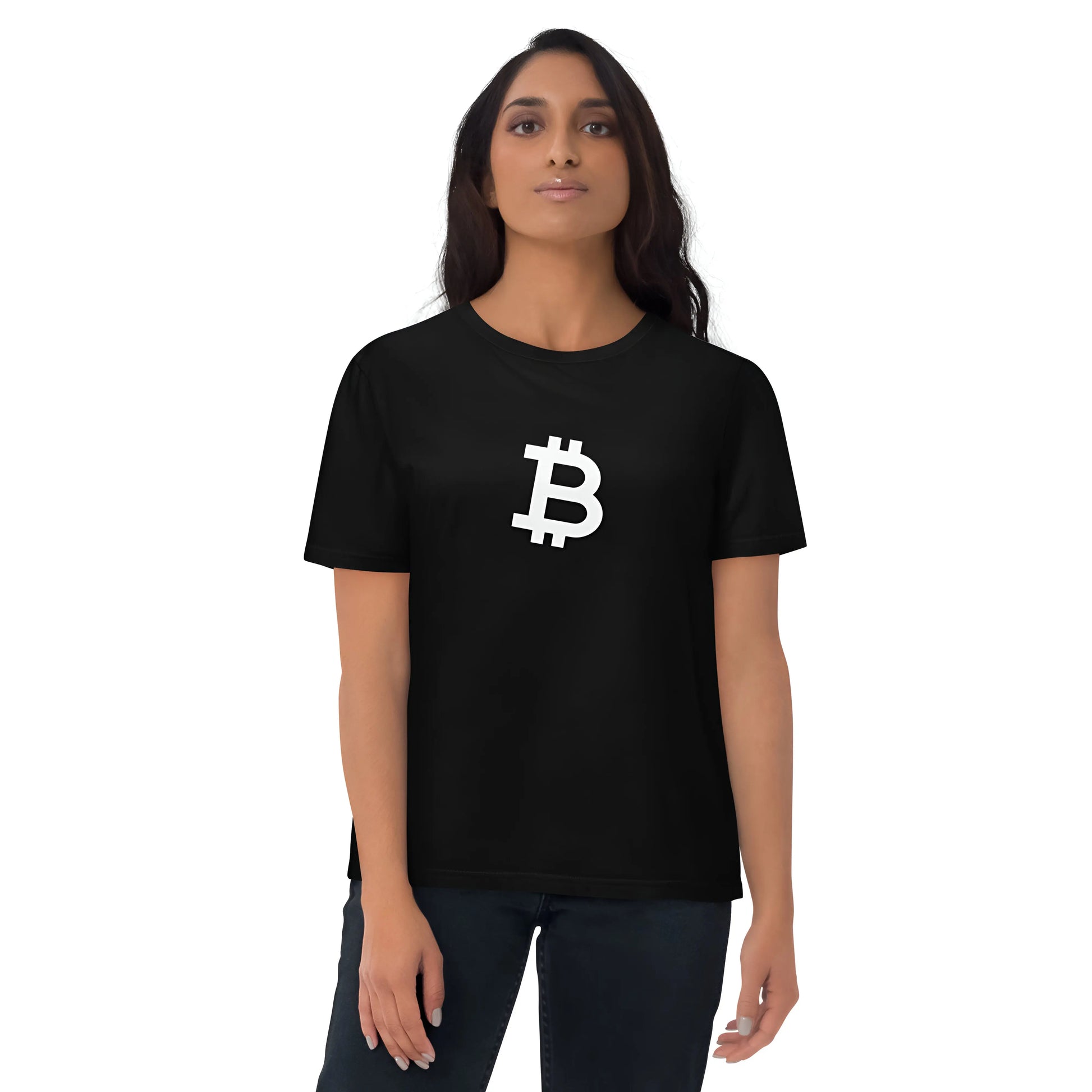 Angled B - Premium Unisex Organic Cotton Bitcoin T-shirt Black