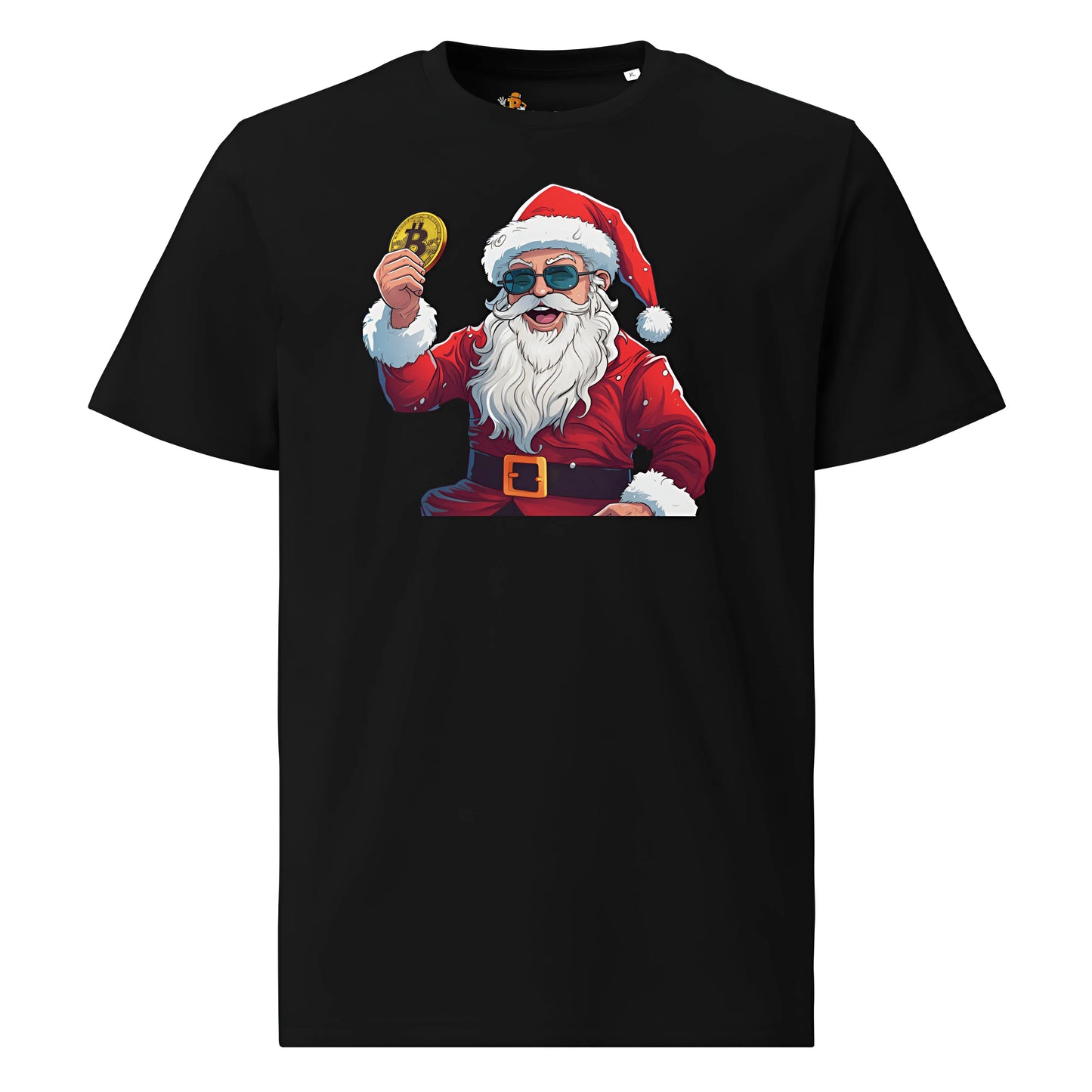 Happy Santa Premium Unisex Organic Cotton Bitcoin T-shirt Black