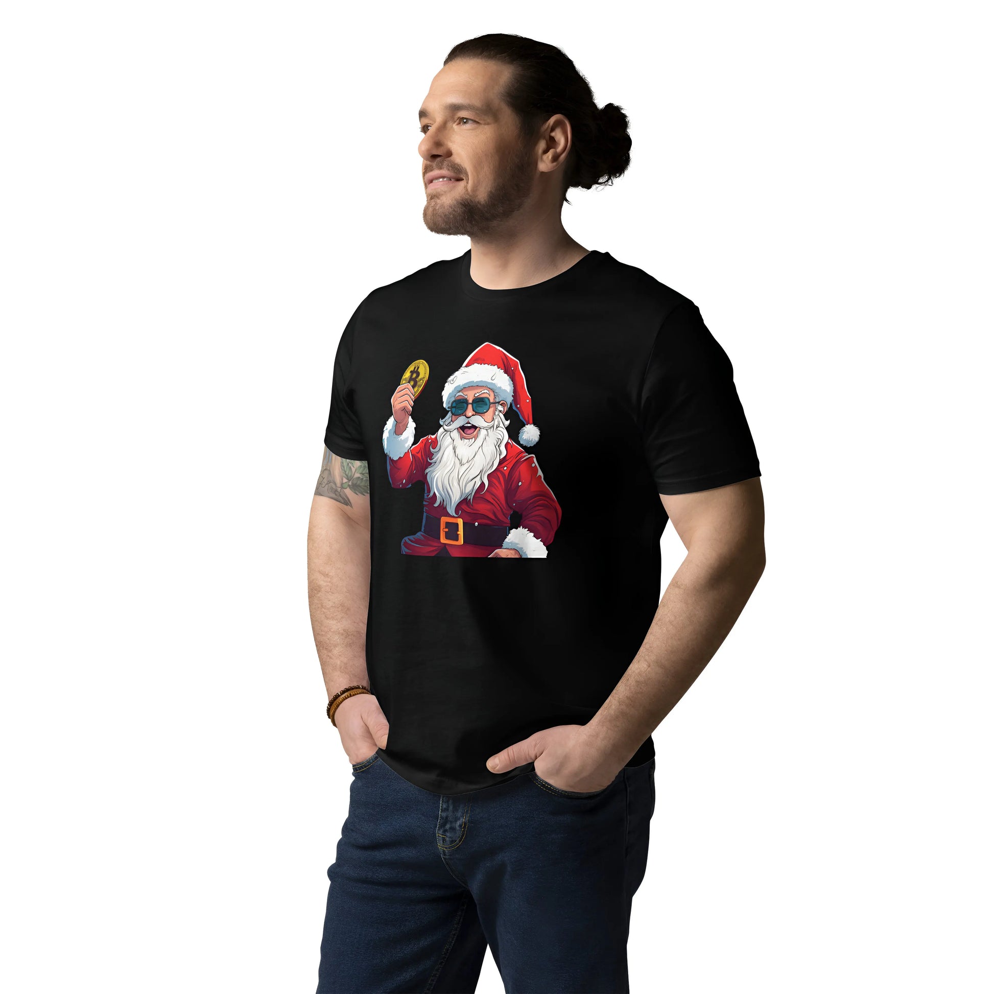 Happy Santa Premium Unisex Organic Cotton Bitcoin T-shirt Black