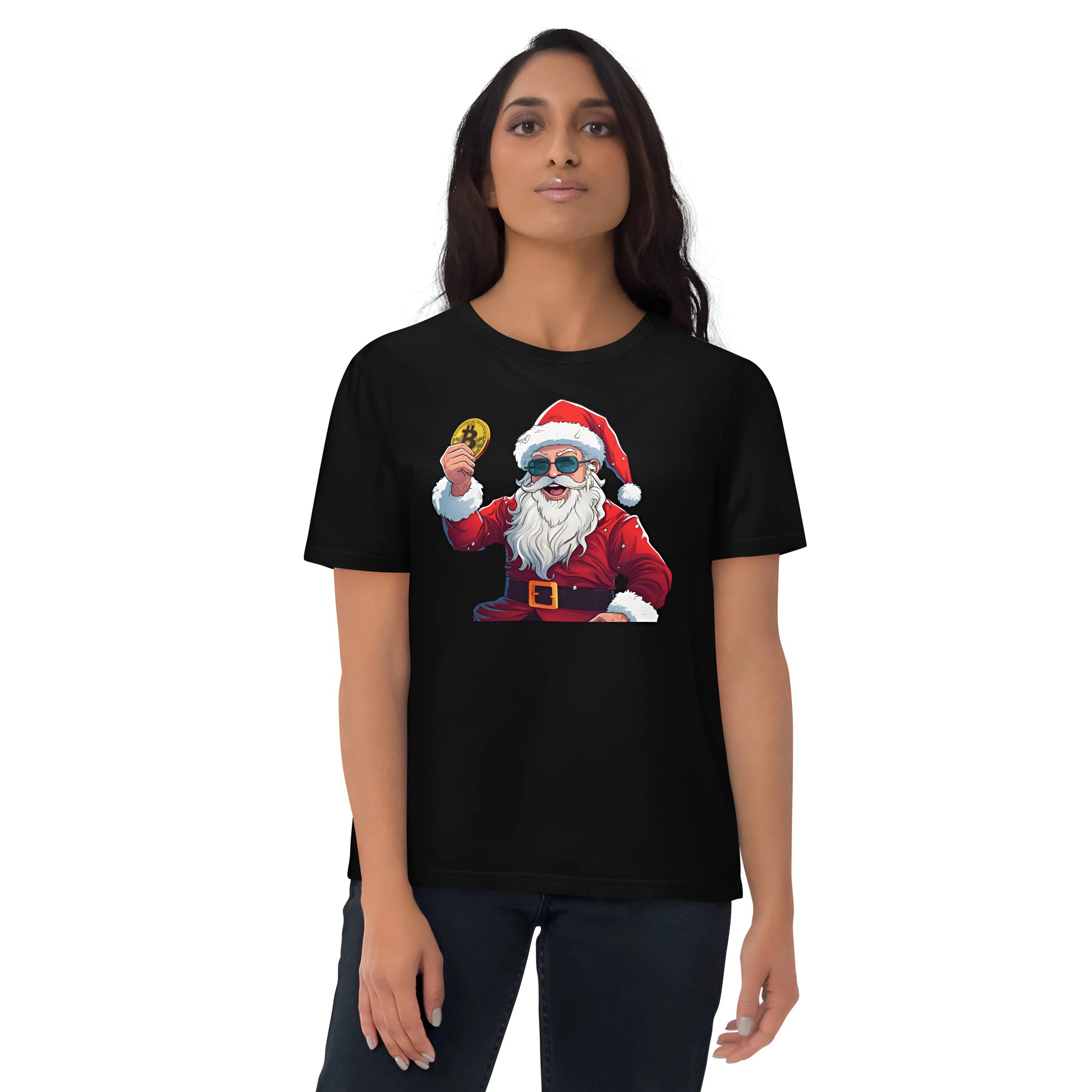 Happy Santa Premium Unisex Organic Cotton Bitcoin T-shirt Black