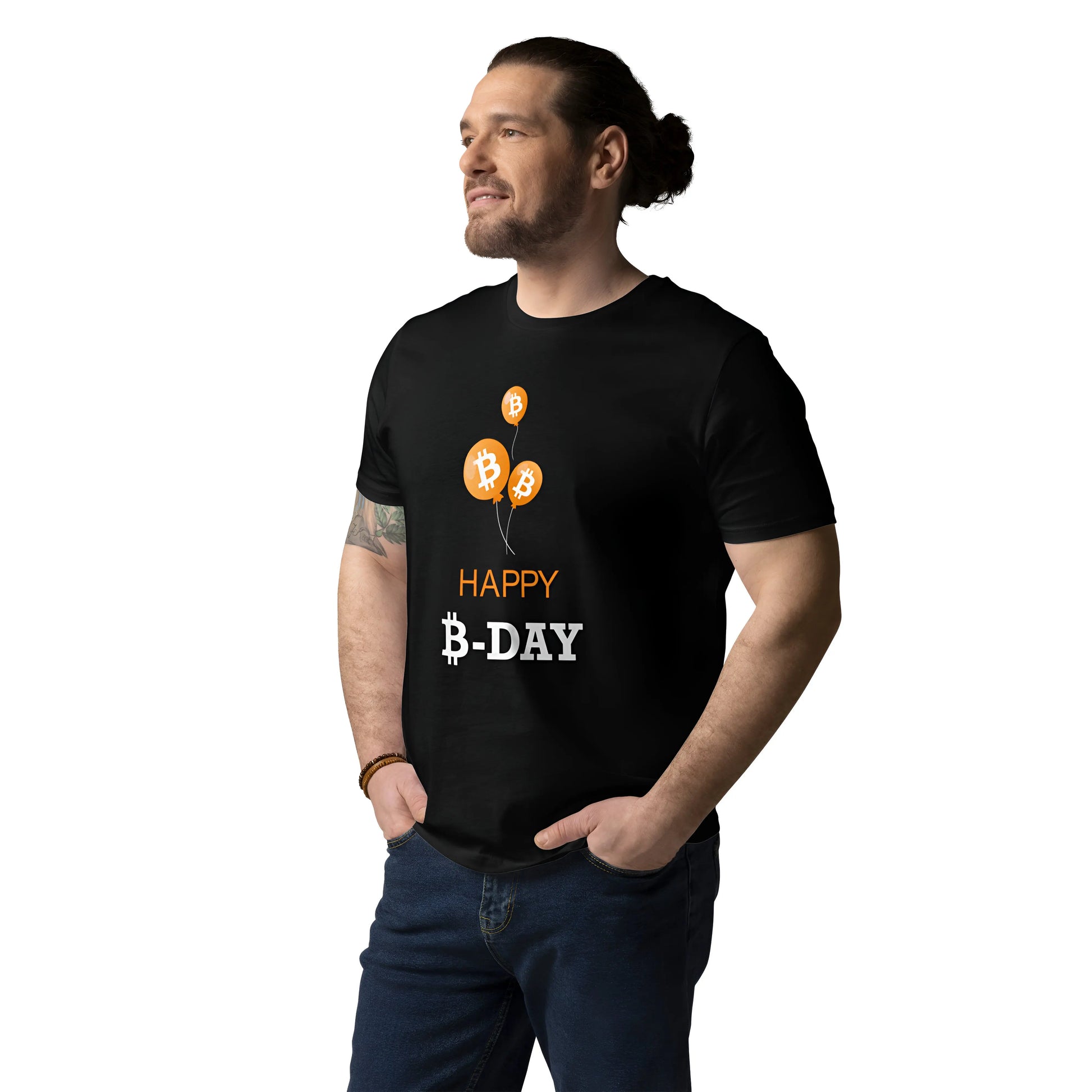 Happy B-Day - Premium Unisex Organic Cotton Bitcoin T-shirt Black