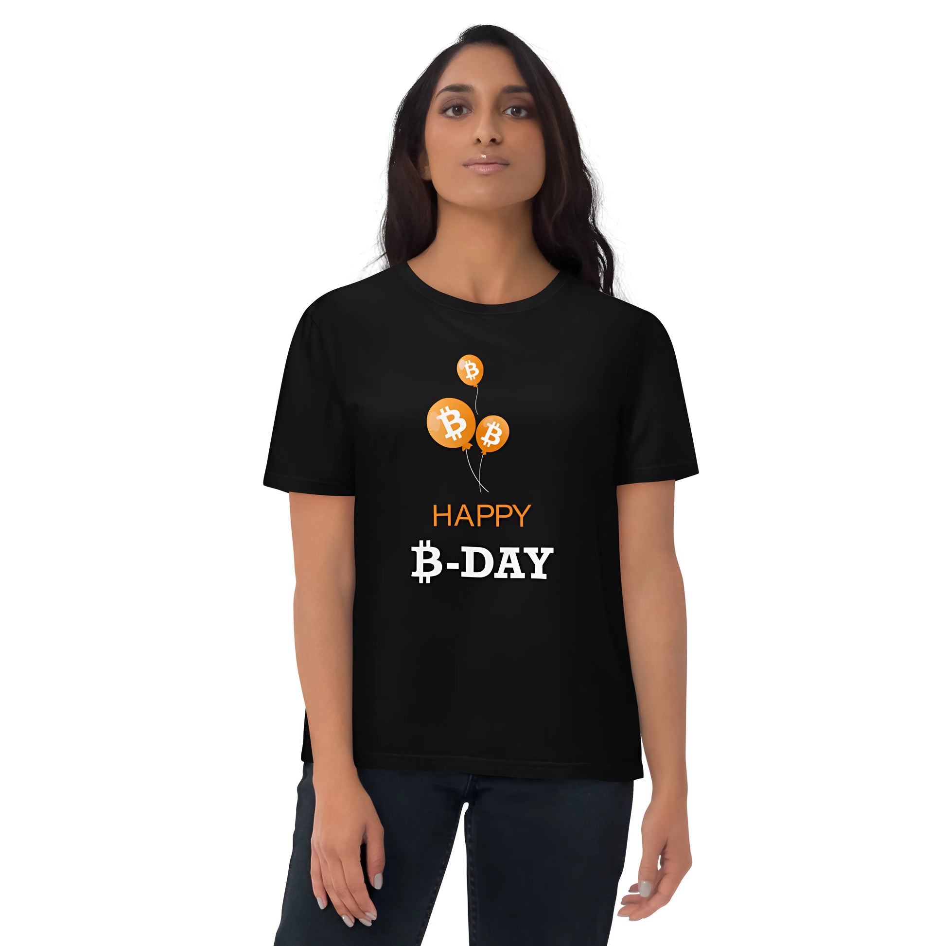 Happy B-Day - Premium Unisex Organic Cotton Bitcoin T-shirt Black