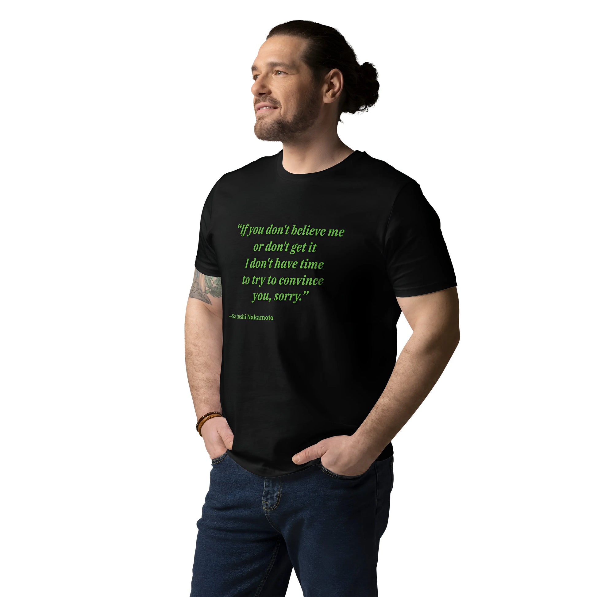 Satoshi`s Quote - Premium Unisex Organic Cotton Bitcoin T-shirt Black Color