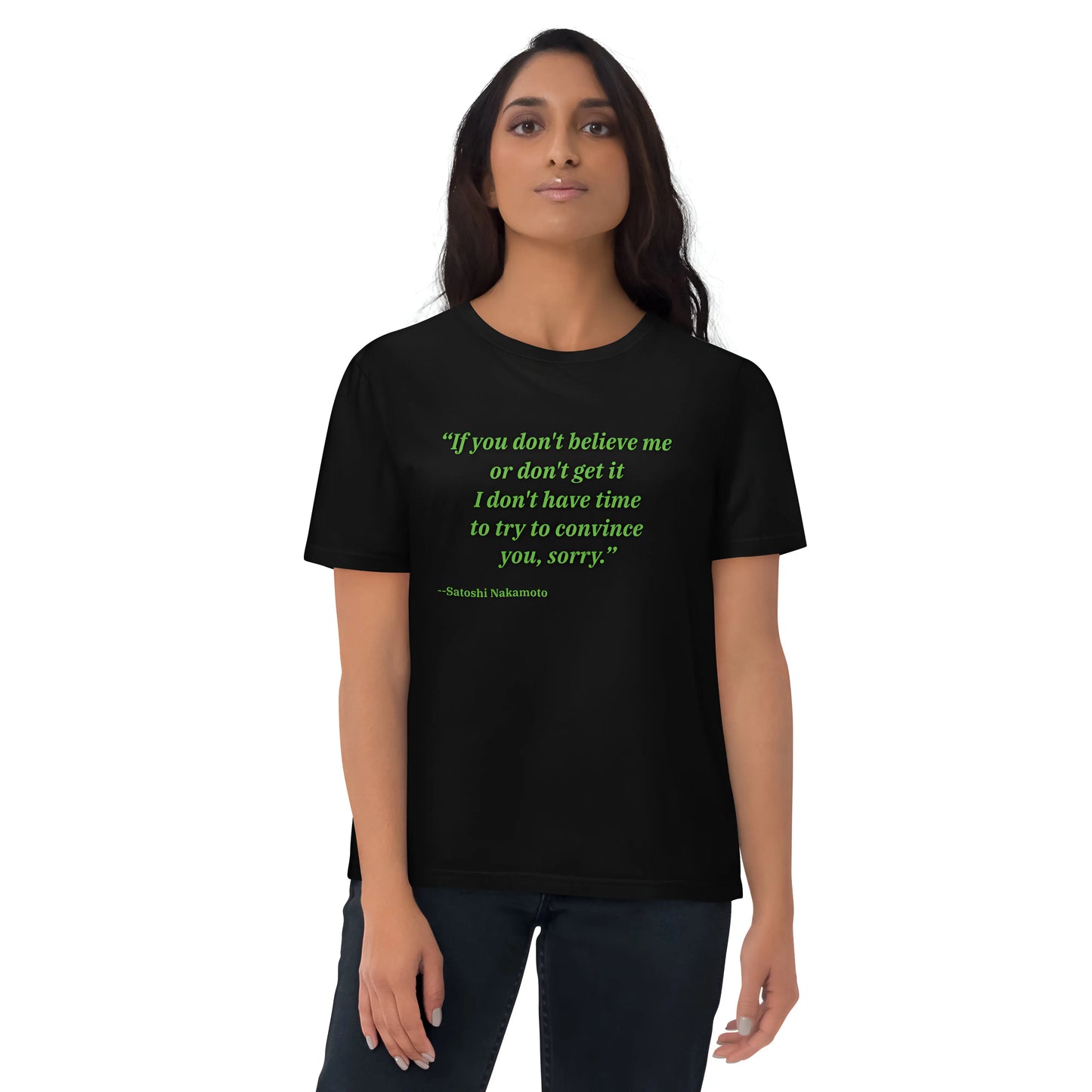 Satoshi`s Quote - Premium Unisex Organic Cotton Bitcoin T-shirt Black Color