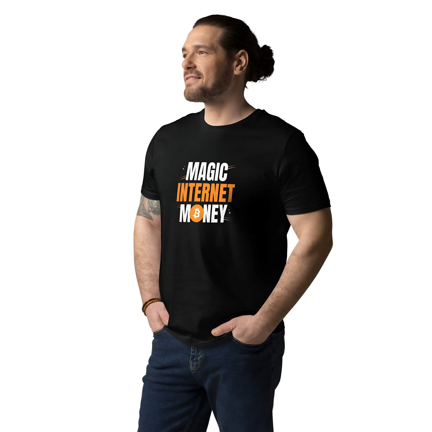 Magic Internet Money- Premium Unisex Organic Cotton Bitcoin T-shirt - Black