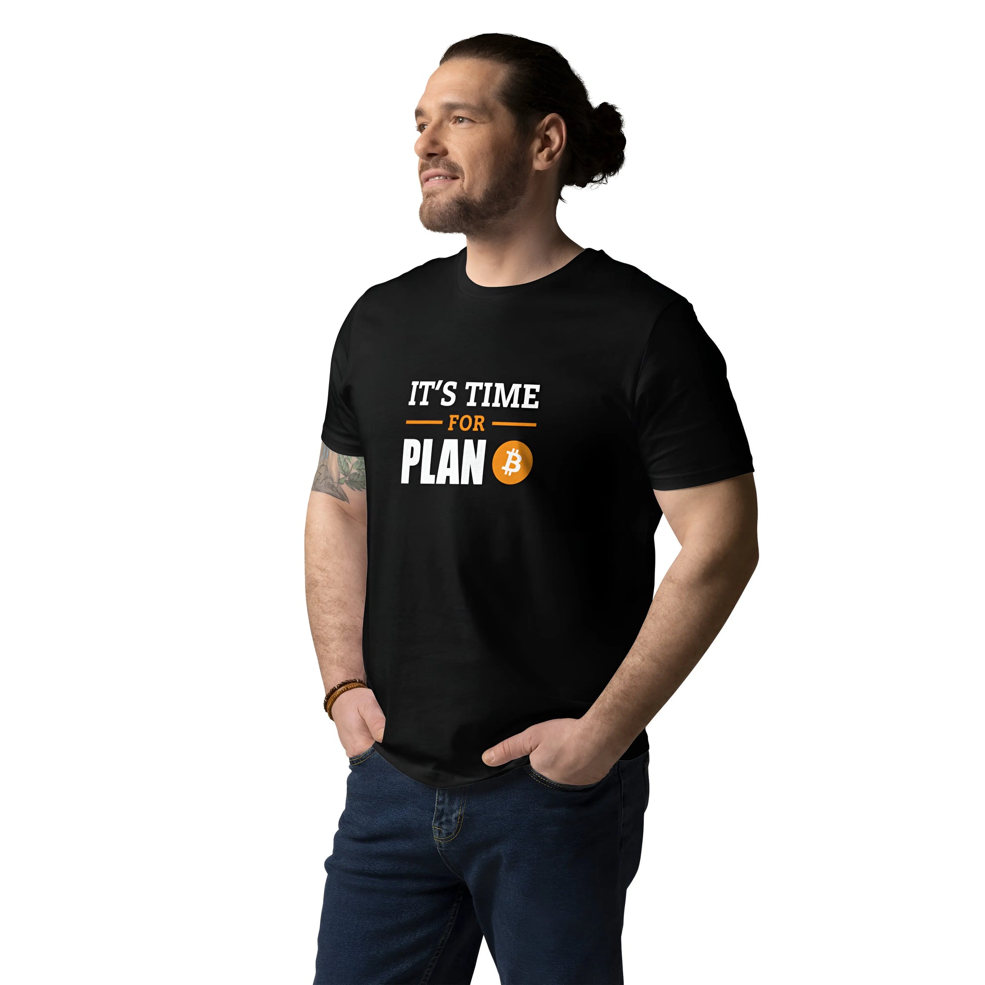 It`s Time For Plan B - Premium Unisex Organic Cotton Bitcoin T-shirt Black Color