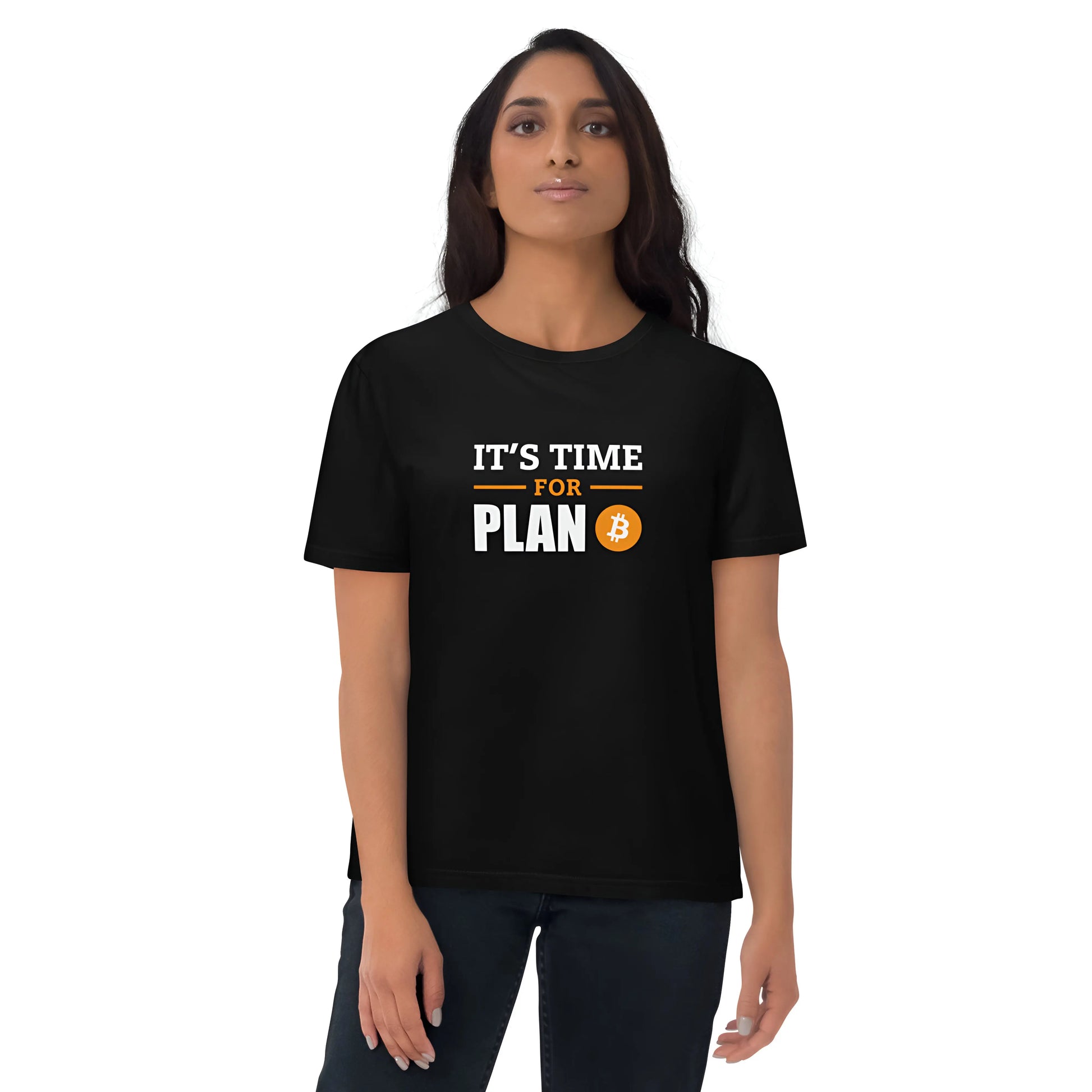 It`s Time For Plan B - Premium Unisex Organic Cotton Bitcoin T-shirt Black Color