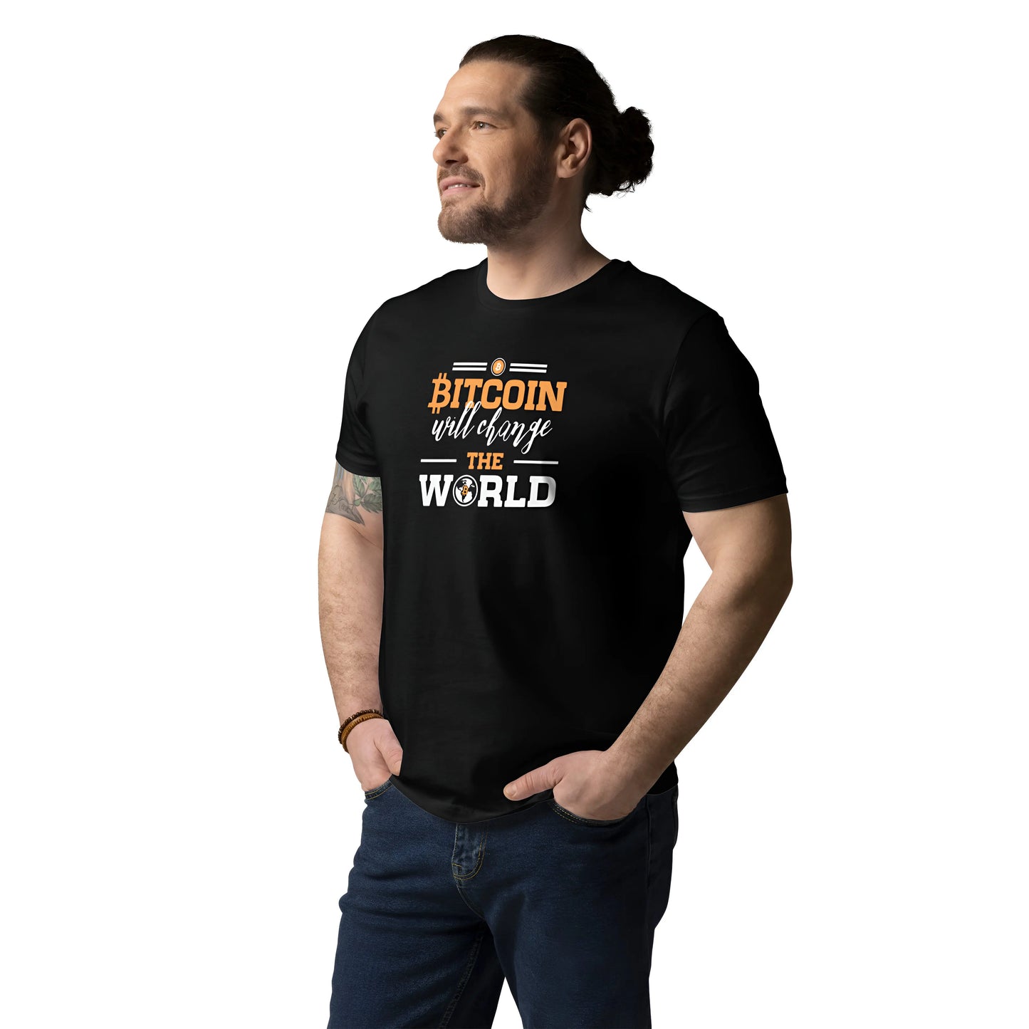 Change The World - Premium Unisex Organic Cotton Bitcoin T-shirt Black Color