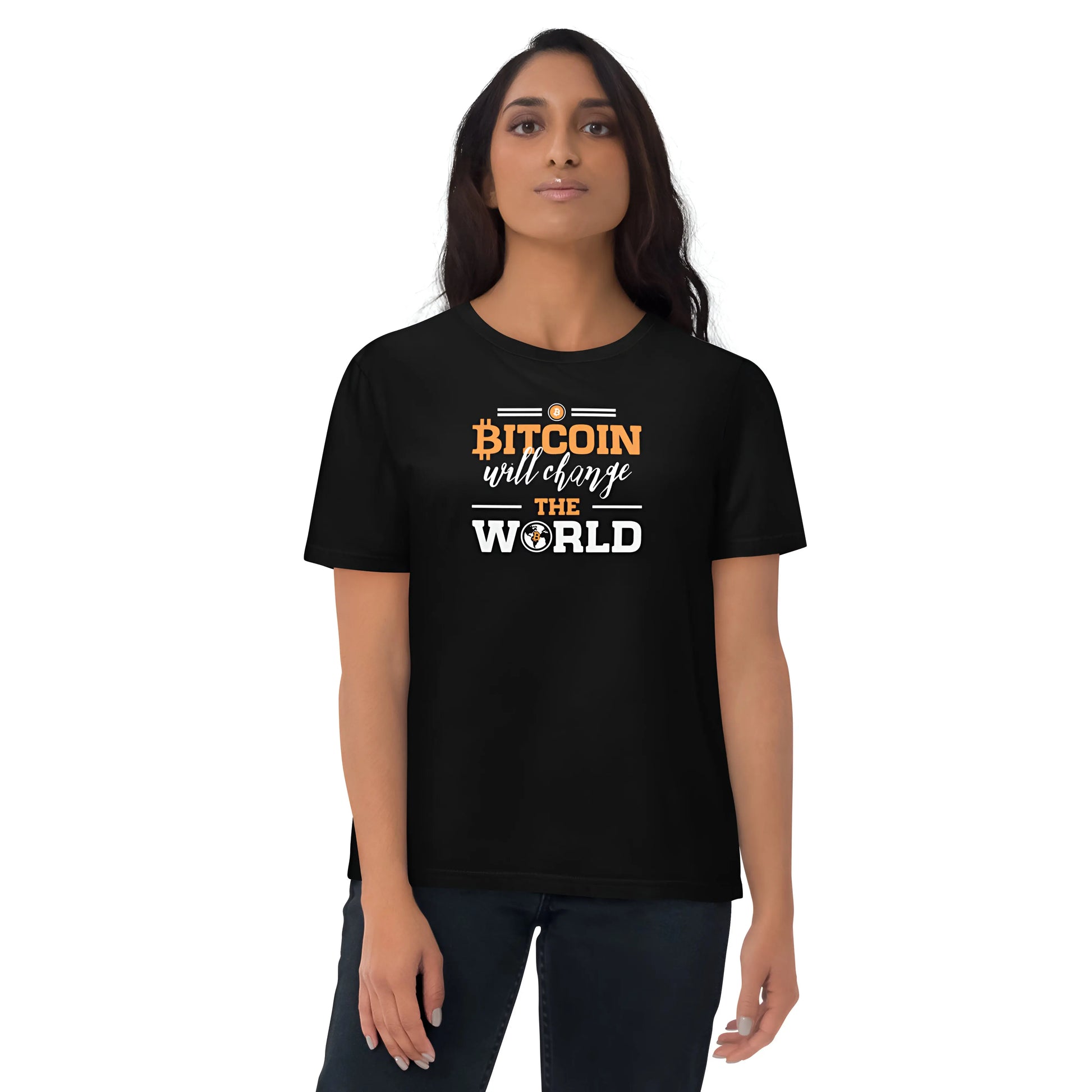 Change The World - Premium Unisex Organic Cotton Bitcoin T-shirt Black Color