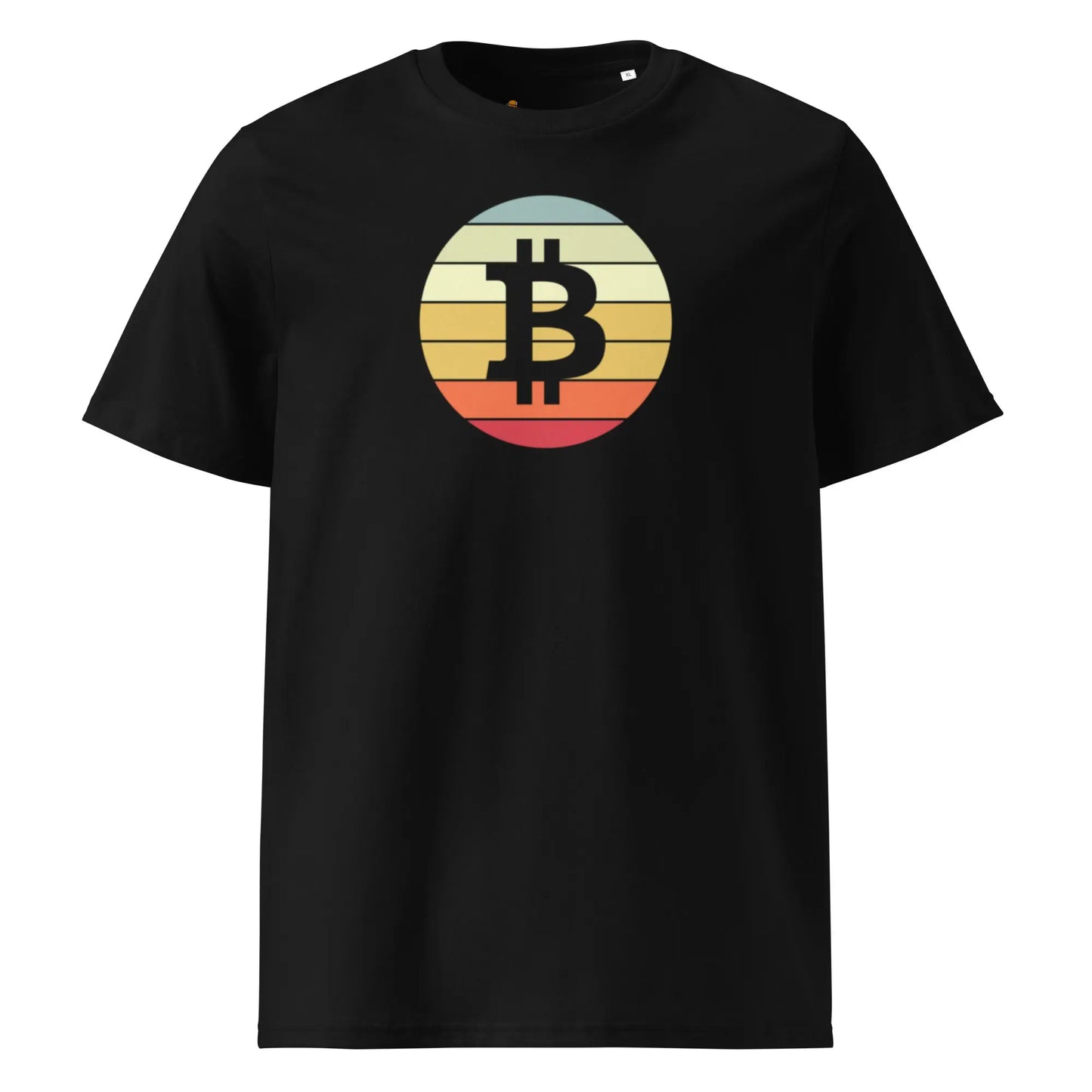 Vintage Bitcoin Sunset - Premium Unisex Organic Cotton Bitcoin T-shirt Navy Black Color