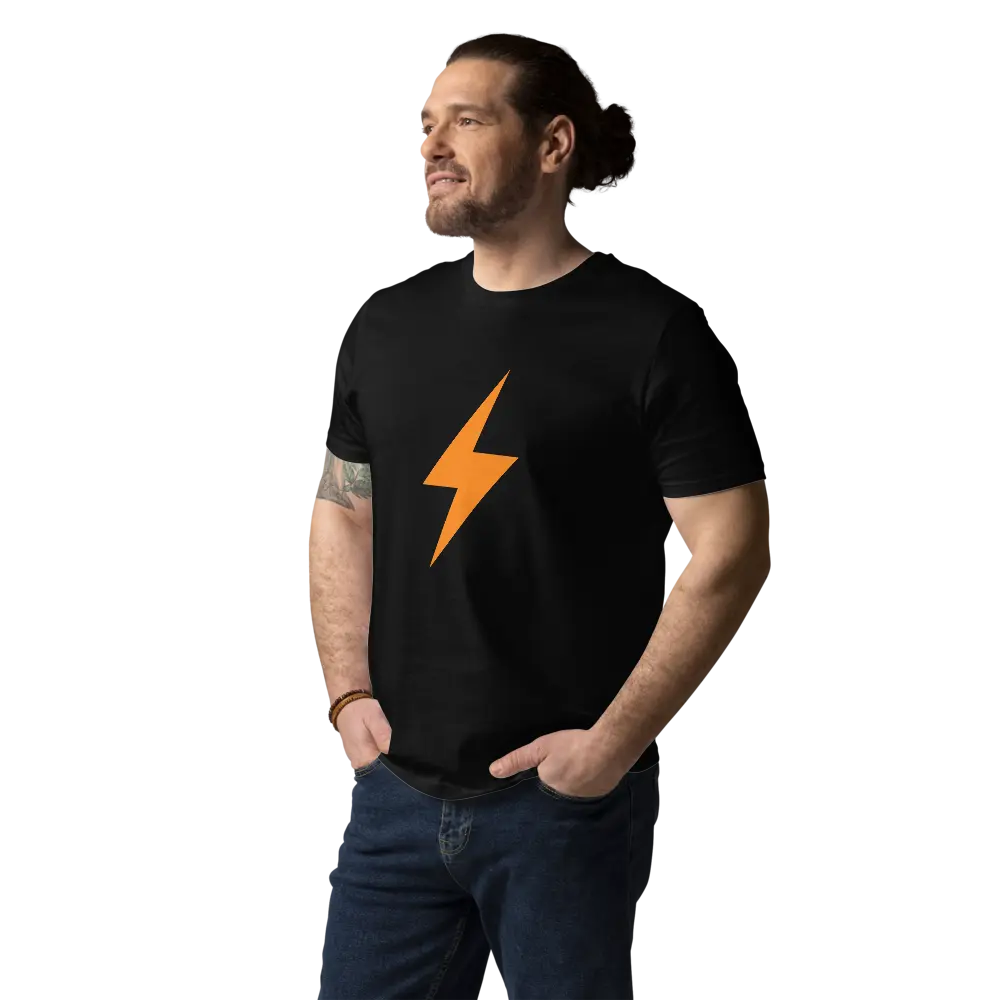 Lightning Symbol - Orange - Premium Unisex Organic Cotton Bitcoin T-shirt Store of Value