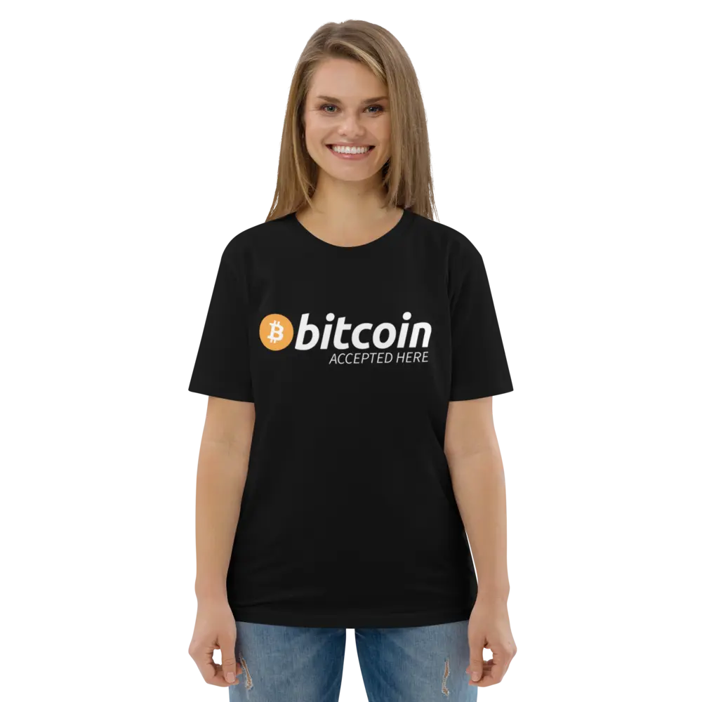 Bitcoin T-shirt - Bitcoin Accepted Here - Premium Organic Cotton - Unisex Store of Value