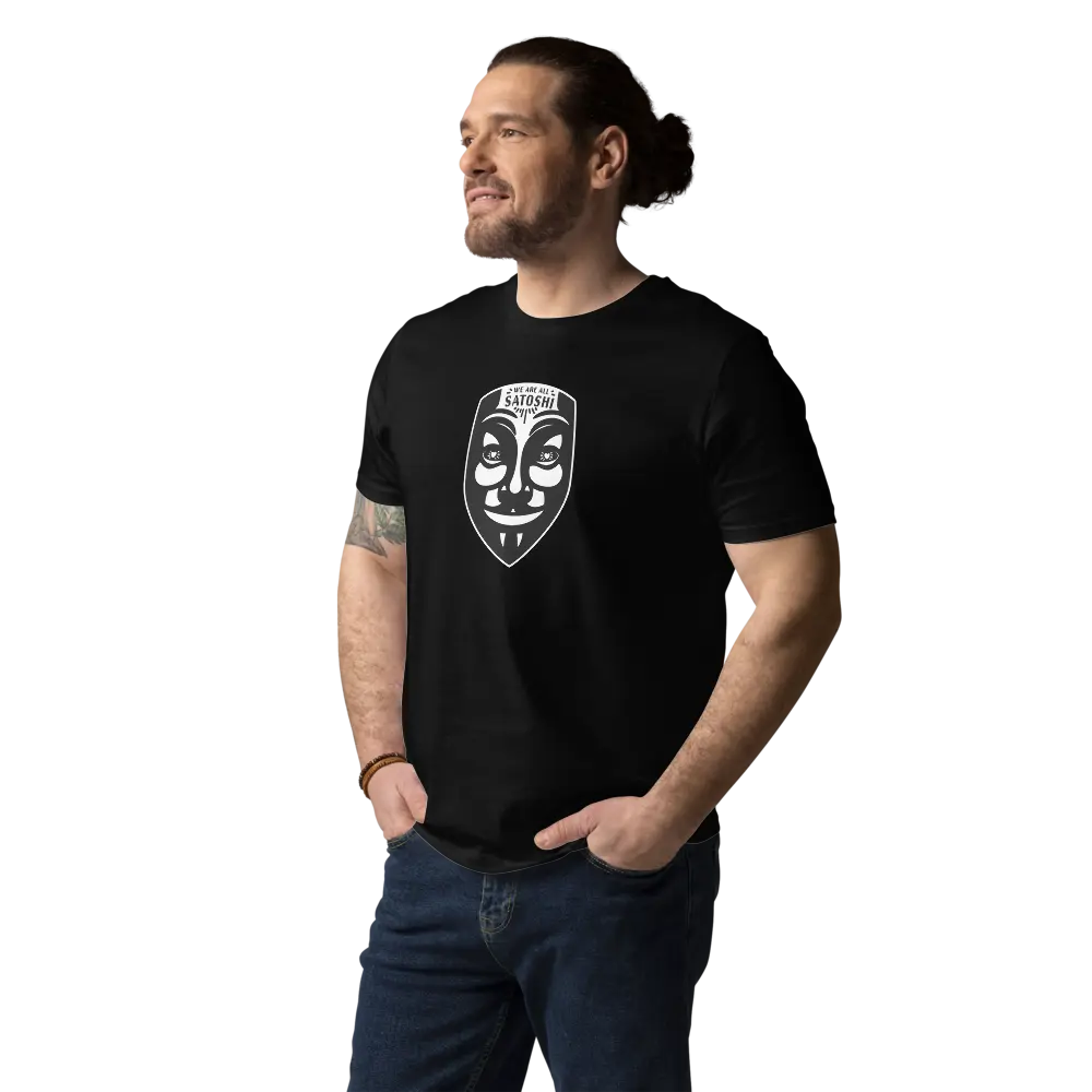 Fawkes - We Are All Satoshi - Bitcoin T-shirt - By BitPopArt - Black Color Store of Value