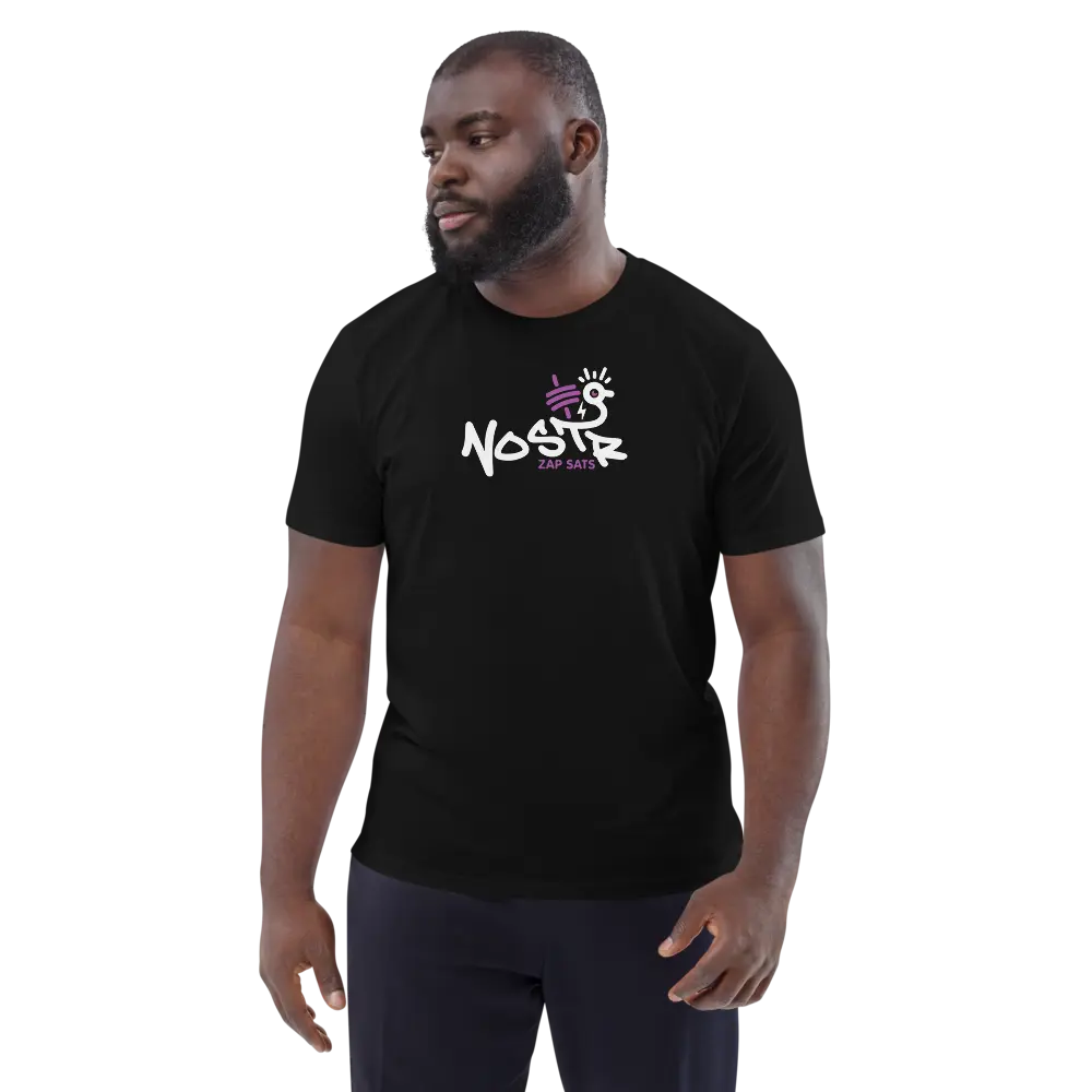 Nostr ZAP SATS T-shirt - By BitPopArt - Premium Organic Cotton - Unisex - Black Store of Value