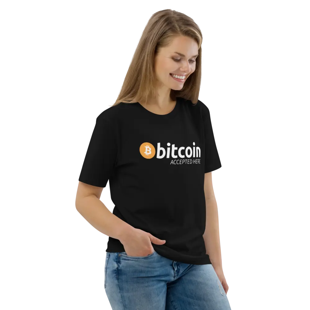 Bitcoin T-shirt - Bitcoin Accepted Here - Premium Organic Cotton - Unisex Store of Value