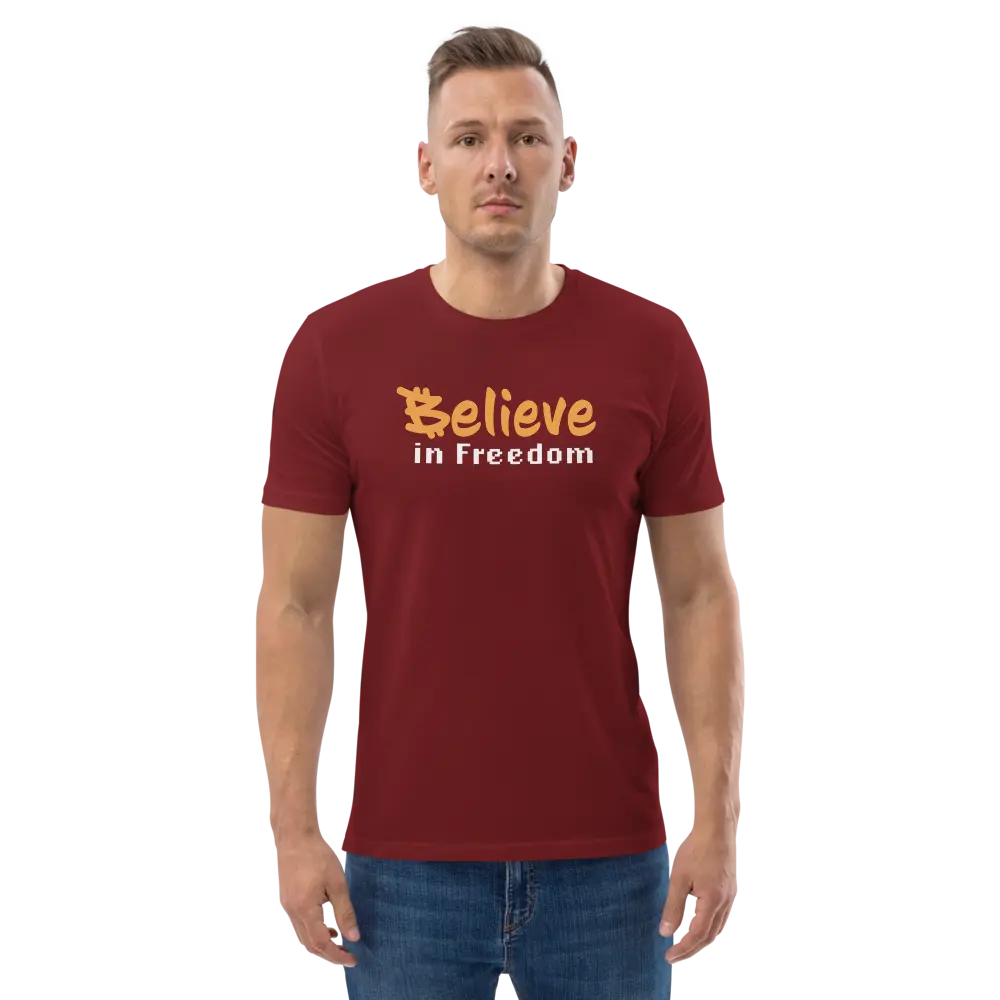 Believe in Freedom Bitcoin T-shirt - By BitPopArt - Premium Organic Cotton - Unisex Store of Value