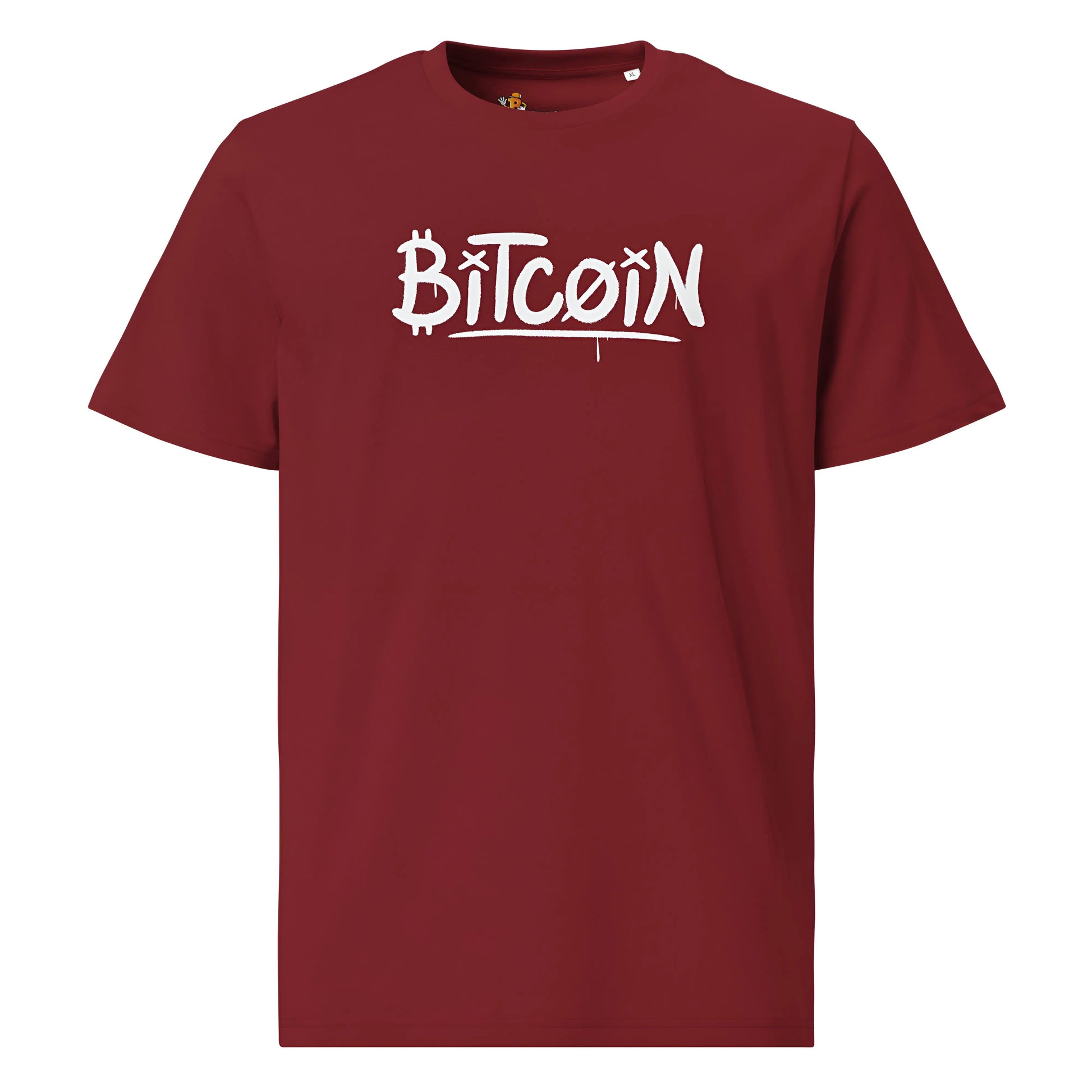 Graffity Street Art - Premium Unisex Organic Cotton Bitcoin T-shirt Burgundy Color