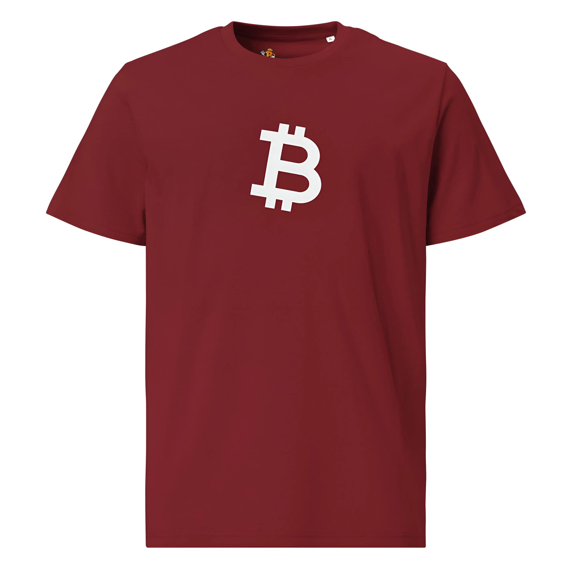 Angled B - Premium Unisex Organic Cotton Bitcoin T-shirt Burgundy