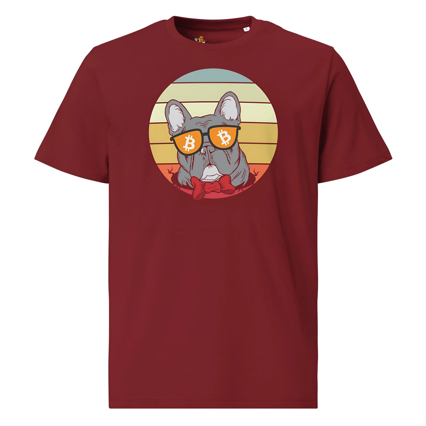 Vintage Dog Lovers - Premium Unisex Organic Cotton Bitcoin T-shirt Burgundy