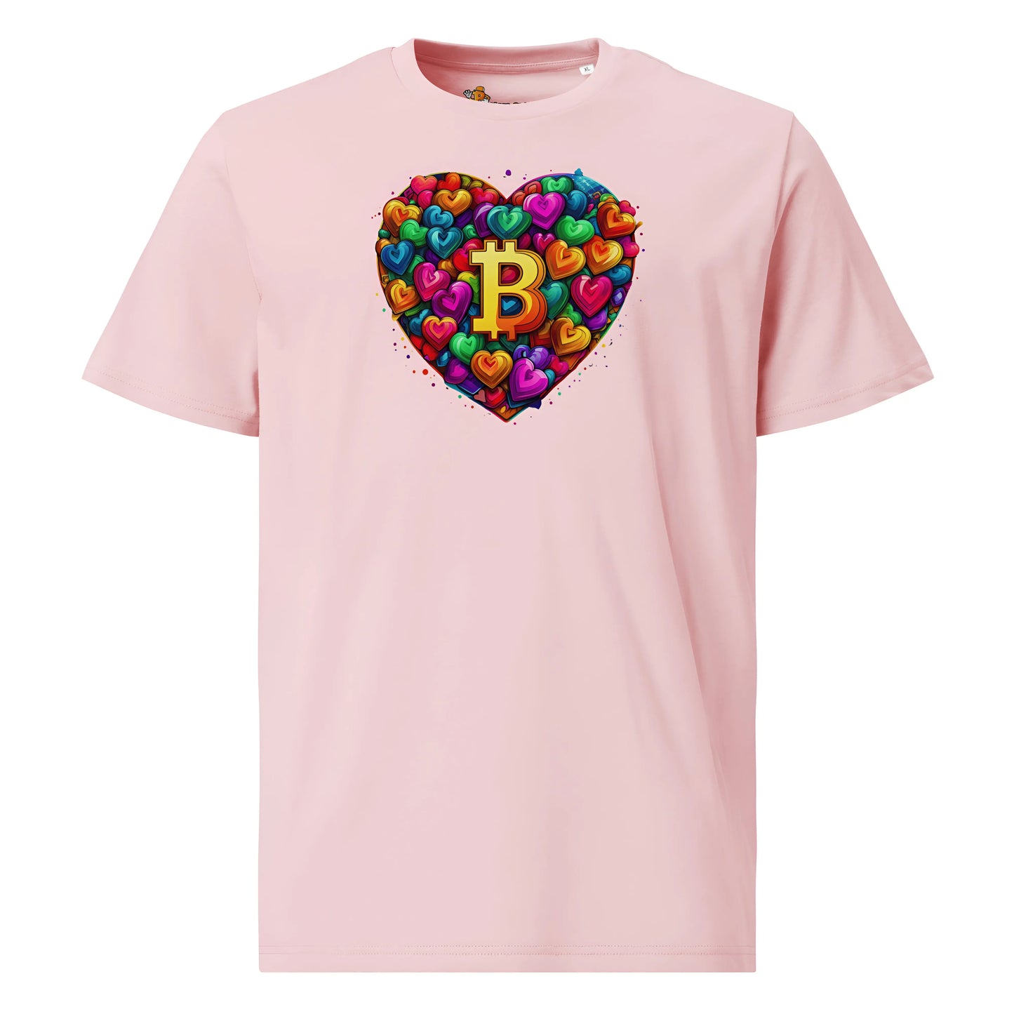 Bitcoin is Love - Premium Unisex Organic Cotton Bitcoin T-shirt Pink Color