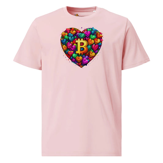 Bitcoin is Love - Premium Unisex Organic Cotton Bitcoin T-shirt Pink Color