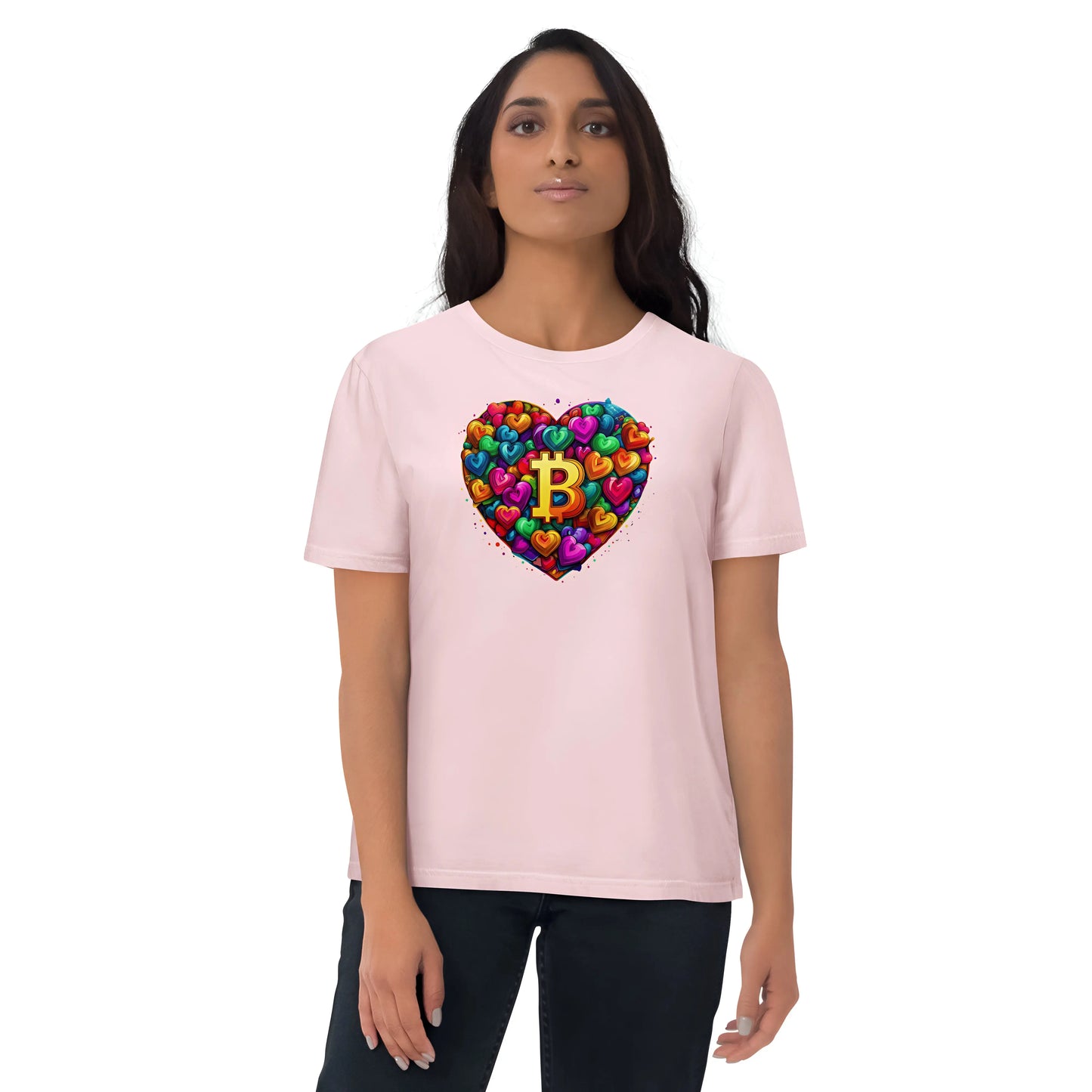 Bitcoin is Love - Premium Unisex Organic Cotton Bitcoin T-shirt Pink Color